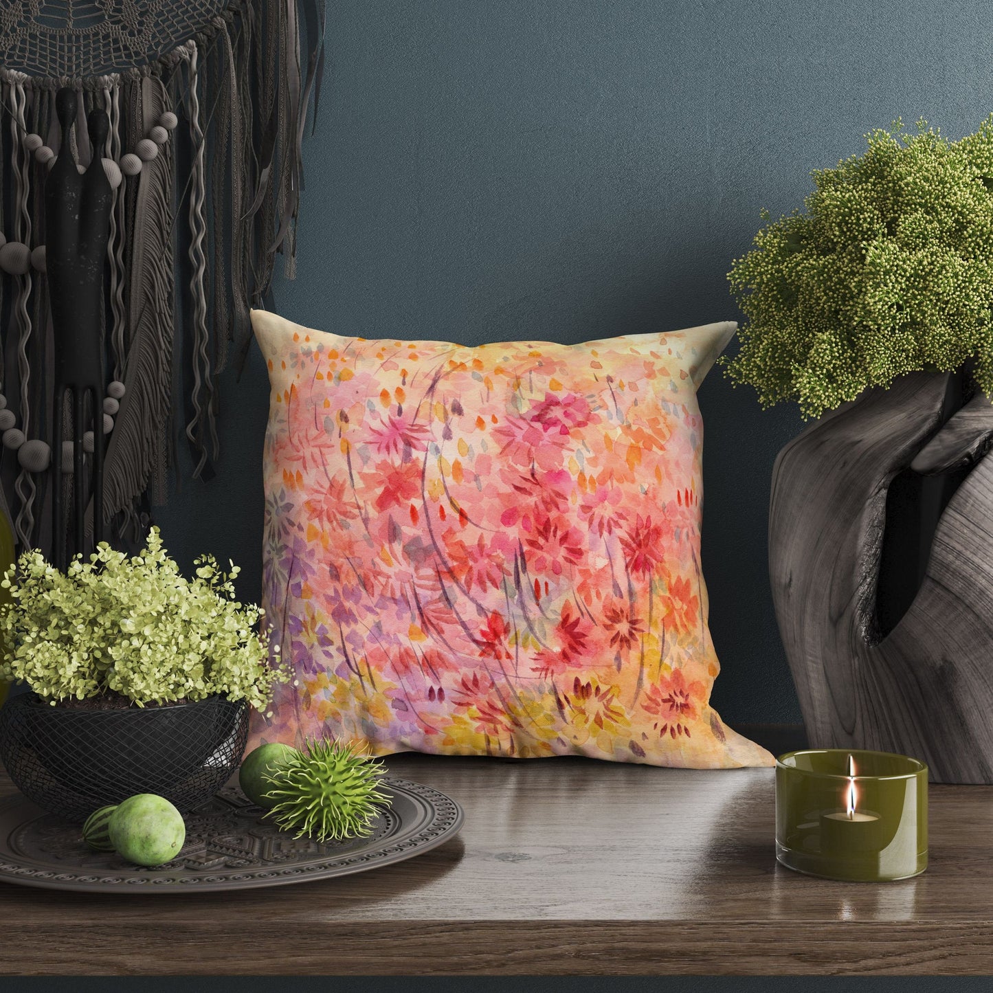 Pillow Case, Floral Pillow, Art Pillow, Colorful Pillow Case, Beautiful Pillow, 18 X 18 Pillow Covers, Valentines Day Gift, Nursery Pillow