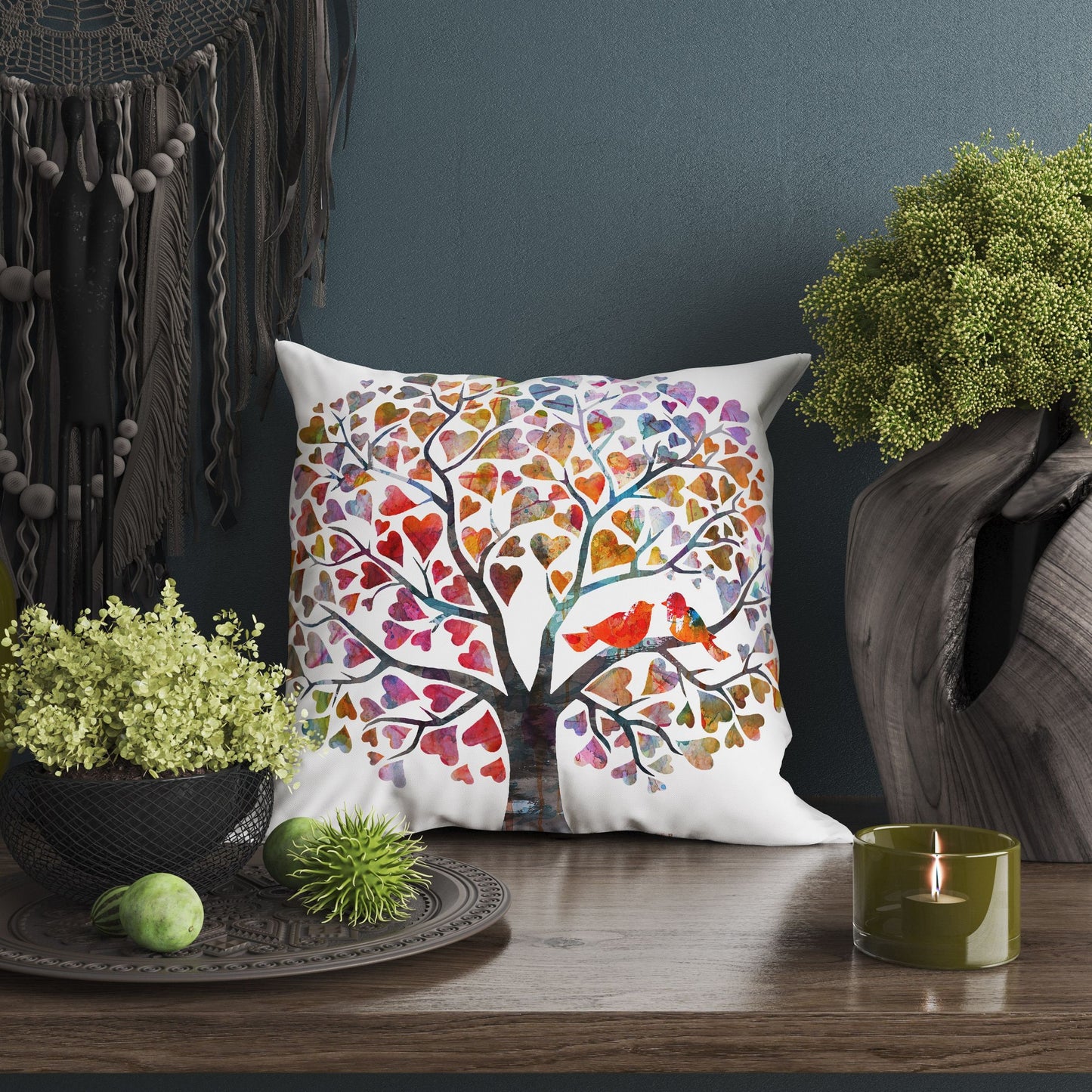 Tree Of Love, Throw Pillow Cover, Abstract Throw Pillow Cover, Colorful Pillow Case, Couple Pillow Cases, Pillow Cases For Couples