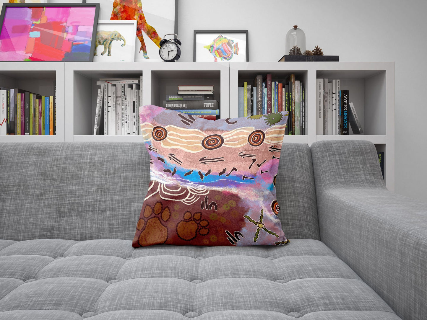 Australian Aboriginal Art, Pillow Cases, Abstract Throw Pillow Cover, Art Pillow, Red Pillow Cases, Contemporary Pillow, 24X24 Pillow Case