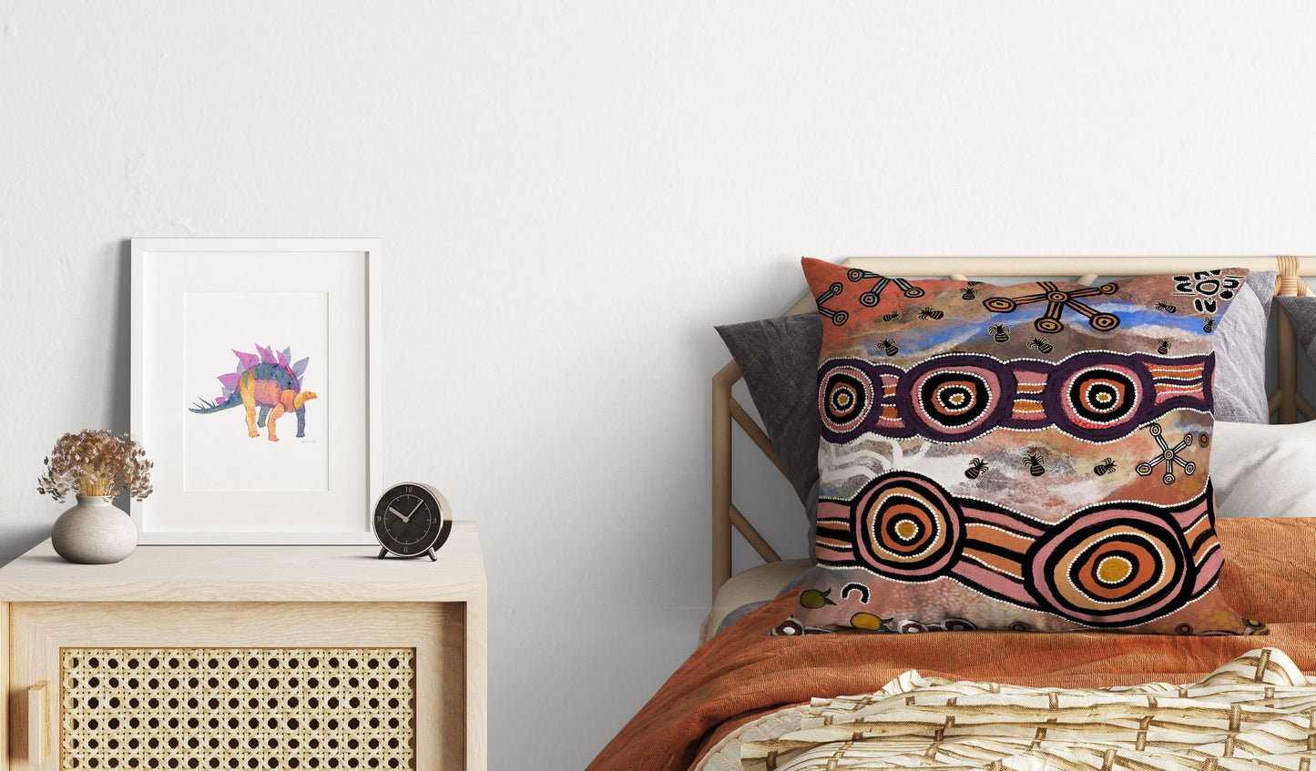 Australian Aboriginal Art, Pillow Cases, Abstract Art Pillow, Designer Pillow, Red Pillow Cases, Beautiful Pillow, Pillow Covers 20X20