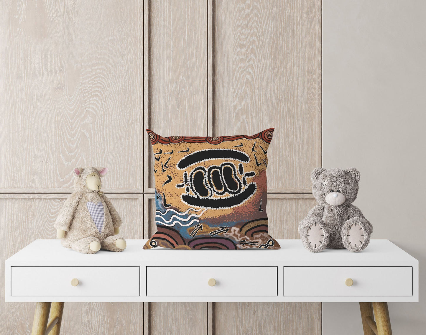Australian Aboriginal Art, Decorative Pillow, Abstract Throw Pillow Cover, Original Art Pillow, Colorful Pillow Case, Housewarming Gift