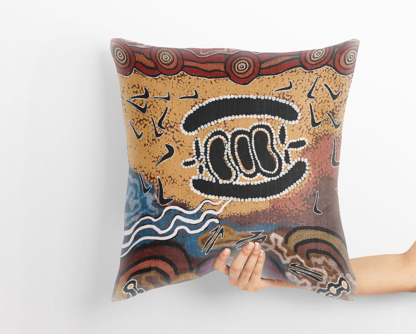 Australian Aboriginal Art, Decorative Pillow, Abstract Throw Pillow Cover, Original Art Pillow, Colorful Pillow Case, Housewarming Gift