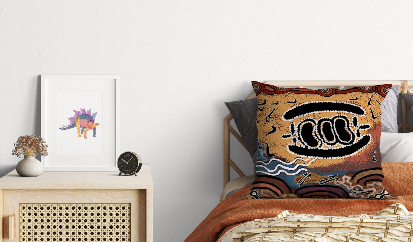 Australian Aboriginal Art, Decorative Pillow, Abstract Throw Pillow Cover, Original Art Pillow, Colorful Pillow Case, Housewarming Gift