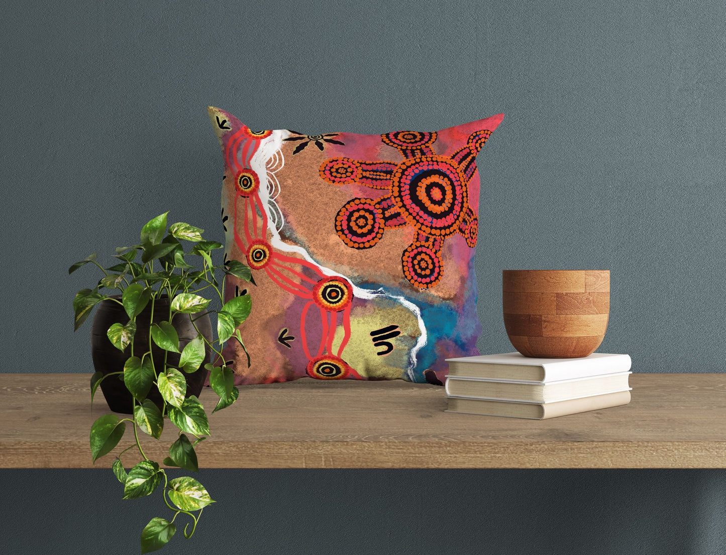 Australian Aboriginal Art, Pillow Case, Abstract Throw Pillow, Colorful Pillow Case, Modern Pillow, 18 X 18 Pillow Covers, Housewarming Gift