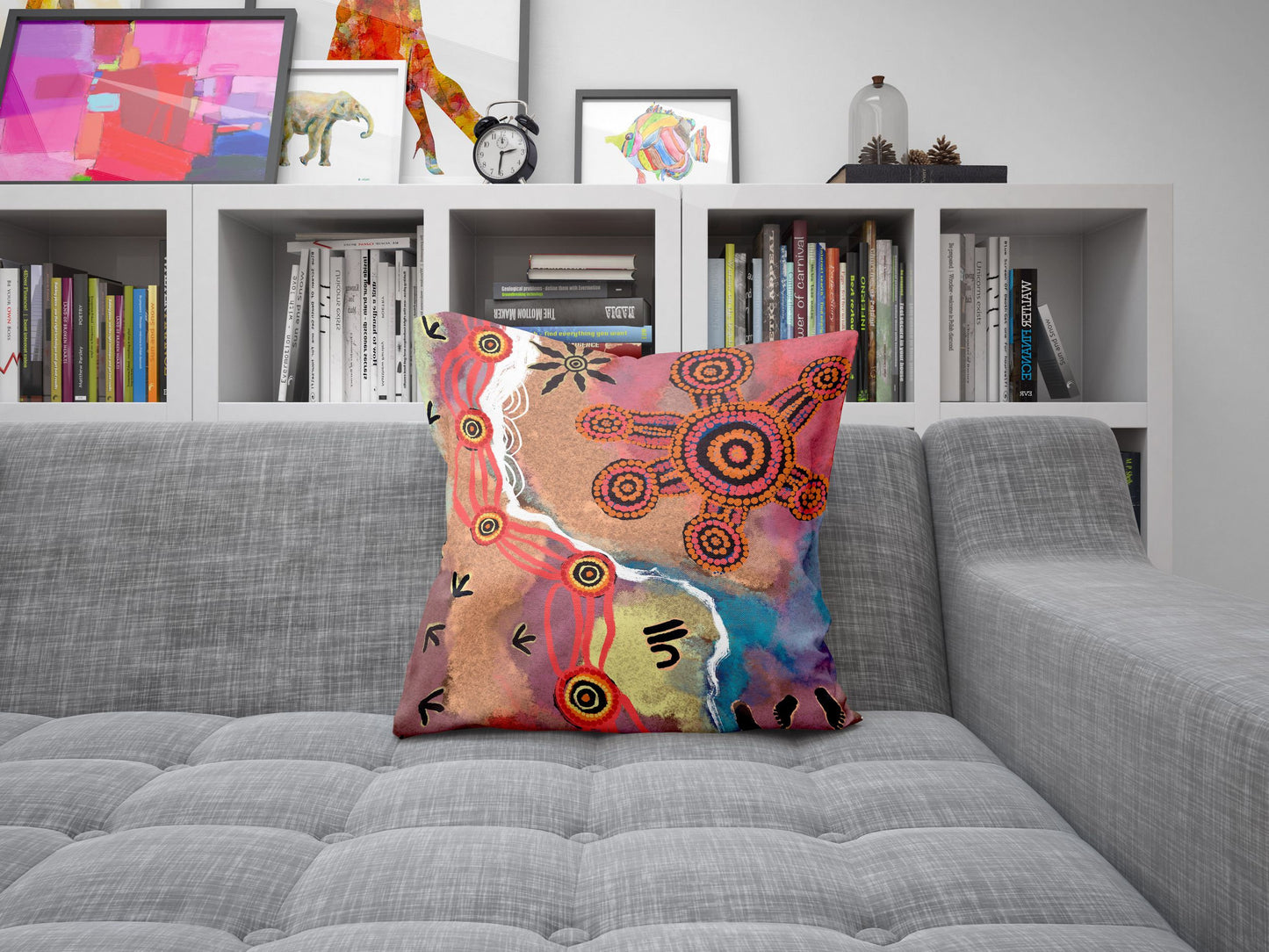 Australian Aboriginal Art, Pillow Case, Abstract Throw Pillow, Colorful Pillow Case, Modern Pillow, 18 X 18 Pillow Covers, Housewarming Gift
