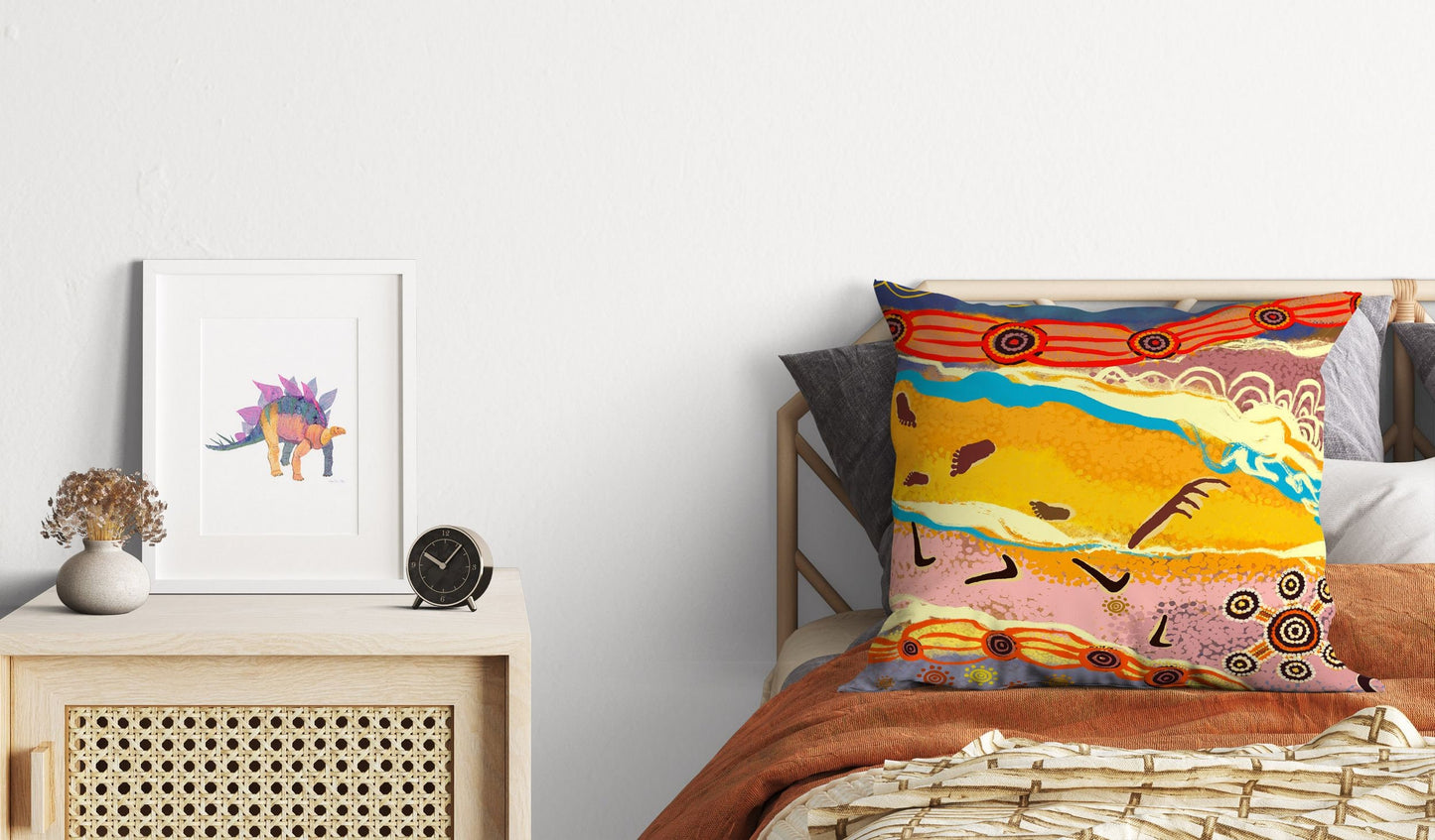 Australian Aboriginal Art Throw Pillow, Abstract Throw Pillow, Soft Pillow Cases, Contemporary Pillow, 20X20 Pillow Cover, Housewarming Gift