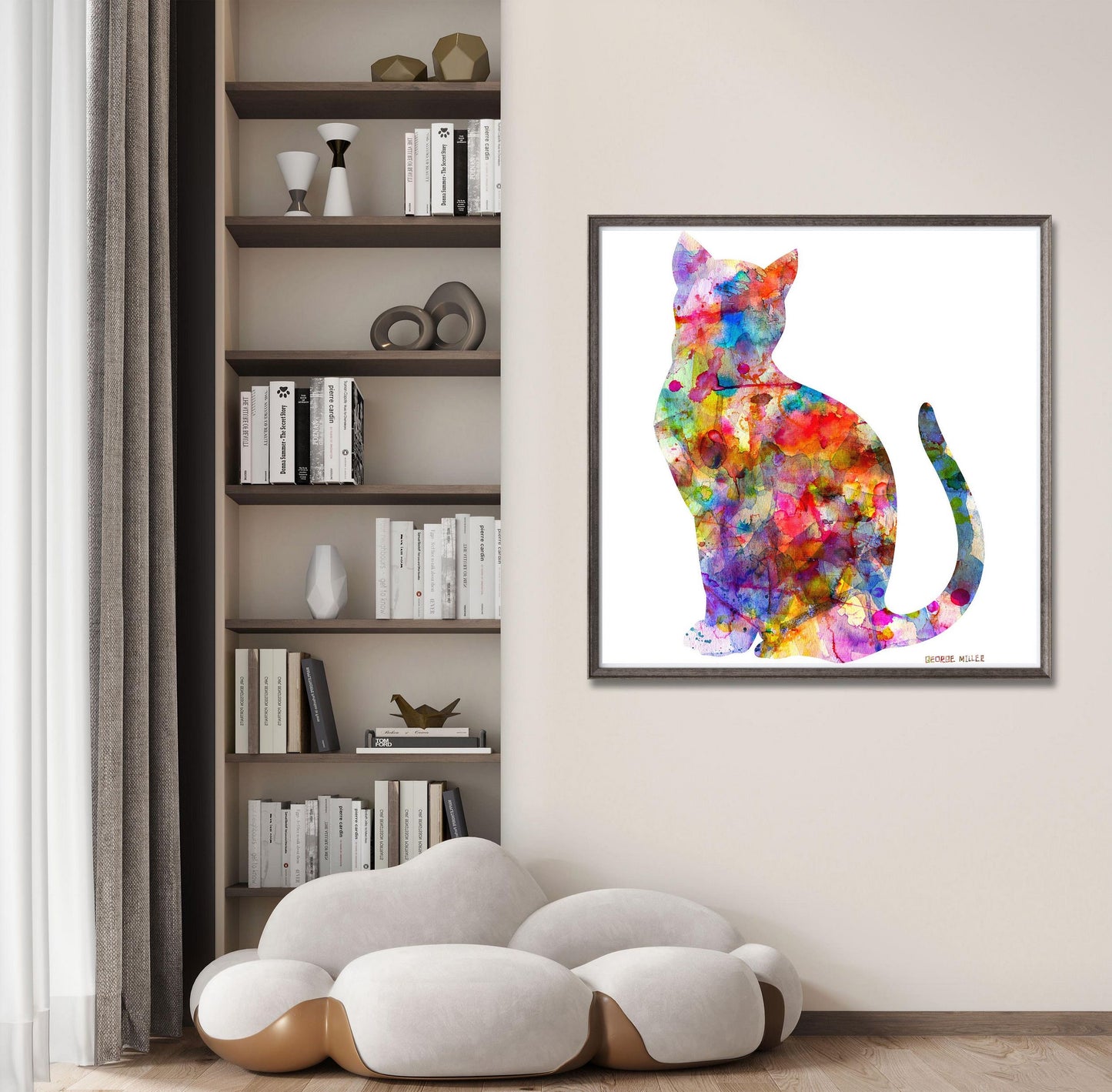 Wall Art Prints Big Cat, Abstract Art, Art Print Watercolor, Artwork, Modern Art Painting, Original Landscape Painting, Bedroom Wall Décor