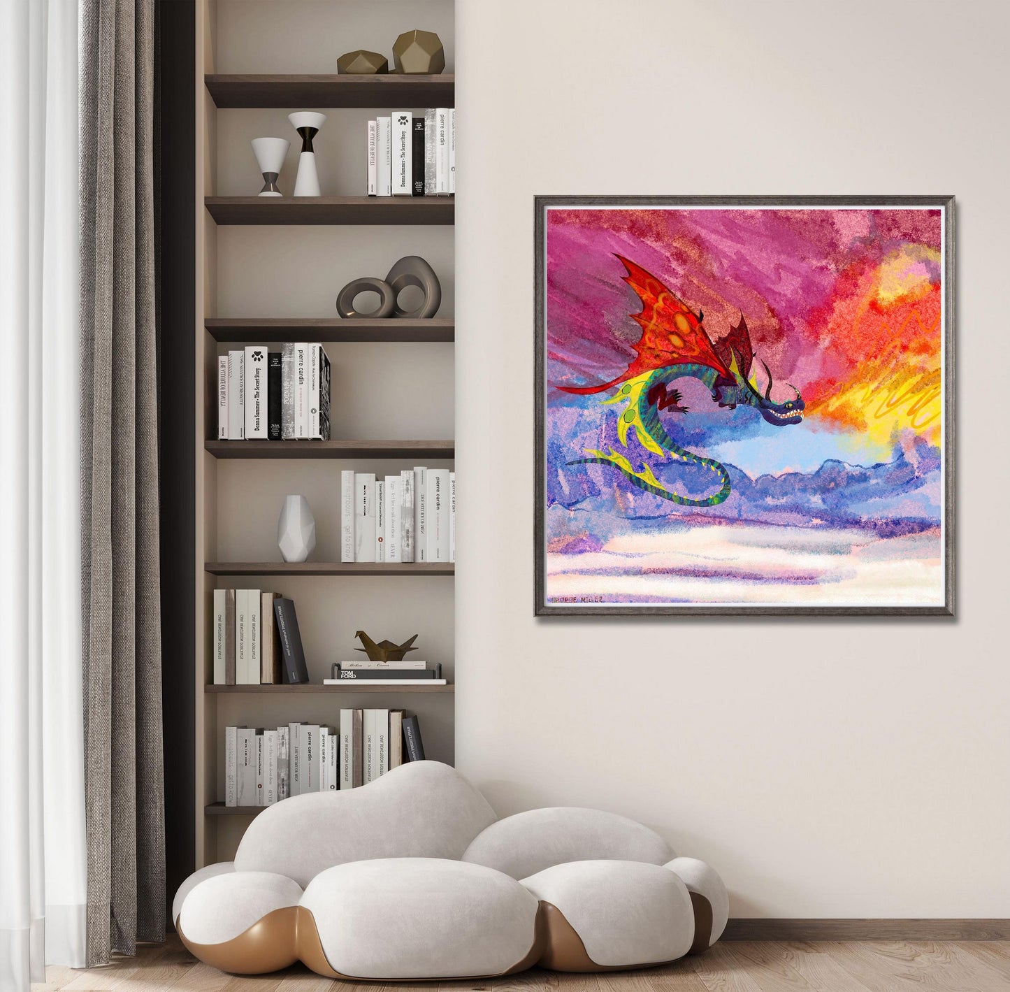 Giclée Print Dragon Breathing Fire, Print, Watercolor Print, Wall Art Prints, Abstract Print, Art Prints Watercolor, Artwork, Modern Art