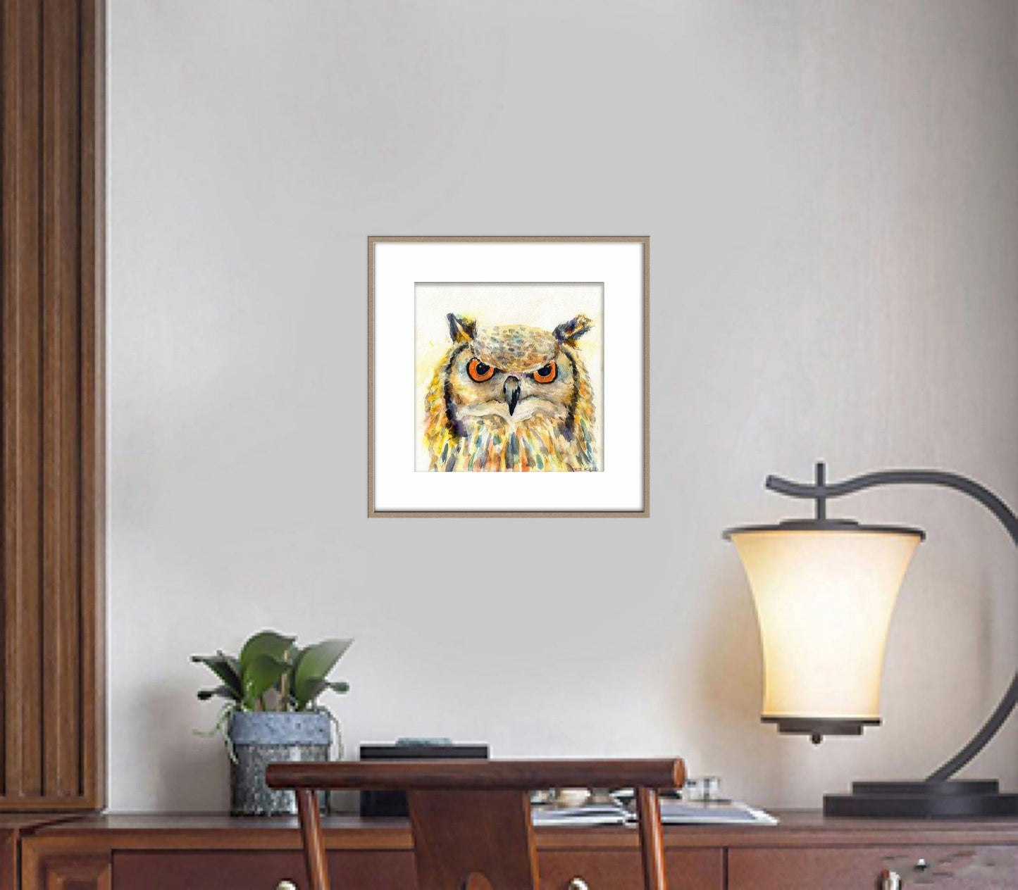 Canvas Print A Owl, Wall Décor Bedroom, Abstract Artwork, Birds Art, Modern Art Painting, Original Art Landscape, Home Décor Wall Art