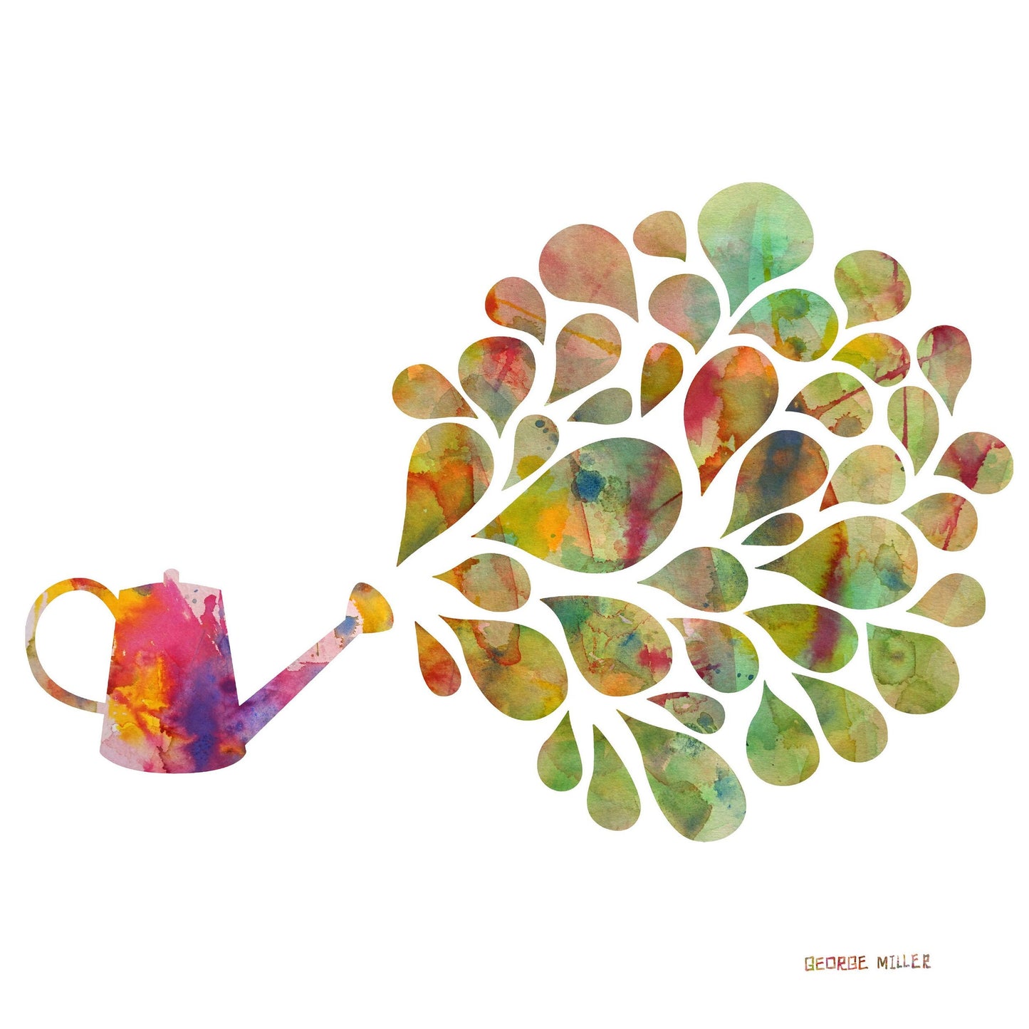 Watercolor Print, Wall Art Prints, Abstract Art Print, Art Print, Watering Can, Modern Art, Original Art Watercolor, Kids Room Decor