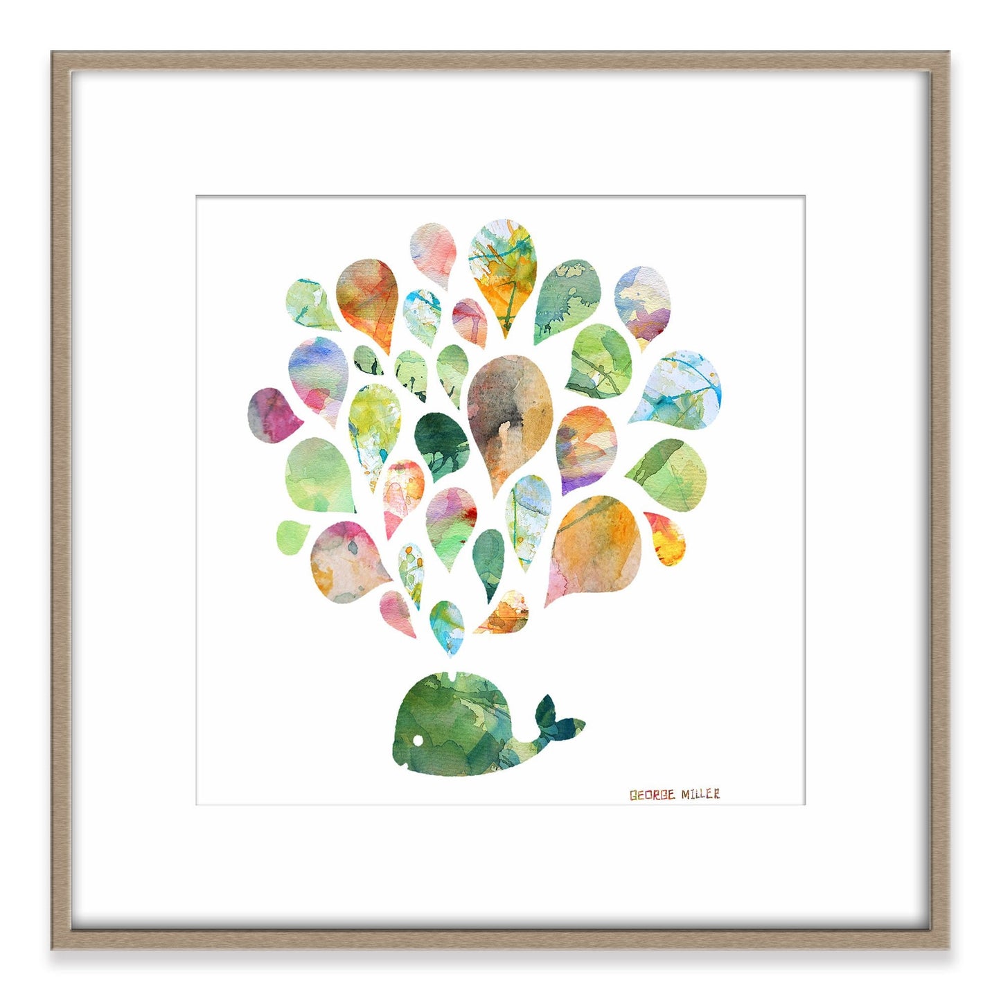 Squirting Whale Print Wall Art, Watercolor Print, Wall Décor, Abstract Art Prints, Art Painting, Kids Room Décor, Modern Wall Art, Modern