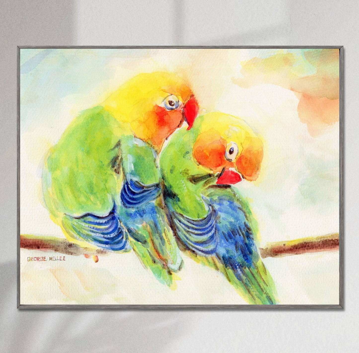 Love Birds Prints Wall Art, Watercolor Print, Wall Décor Bedroom Above Bed, Abstract Art, Art Prints Watercolor, Artwork, Modern Art