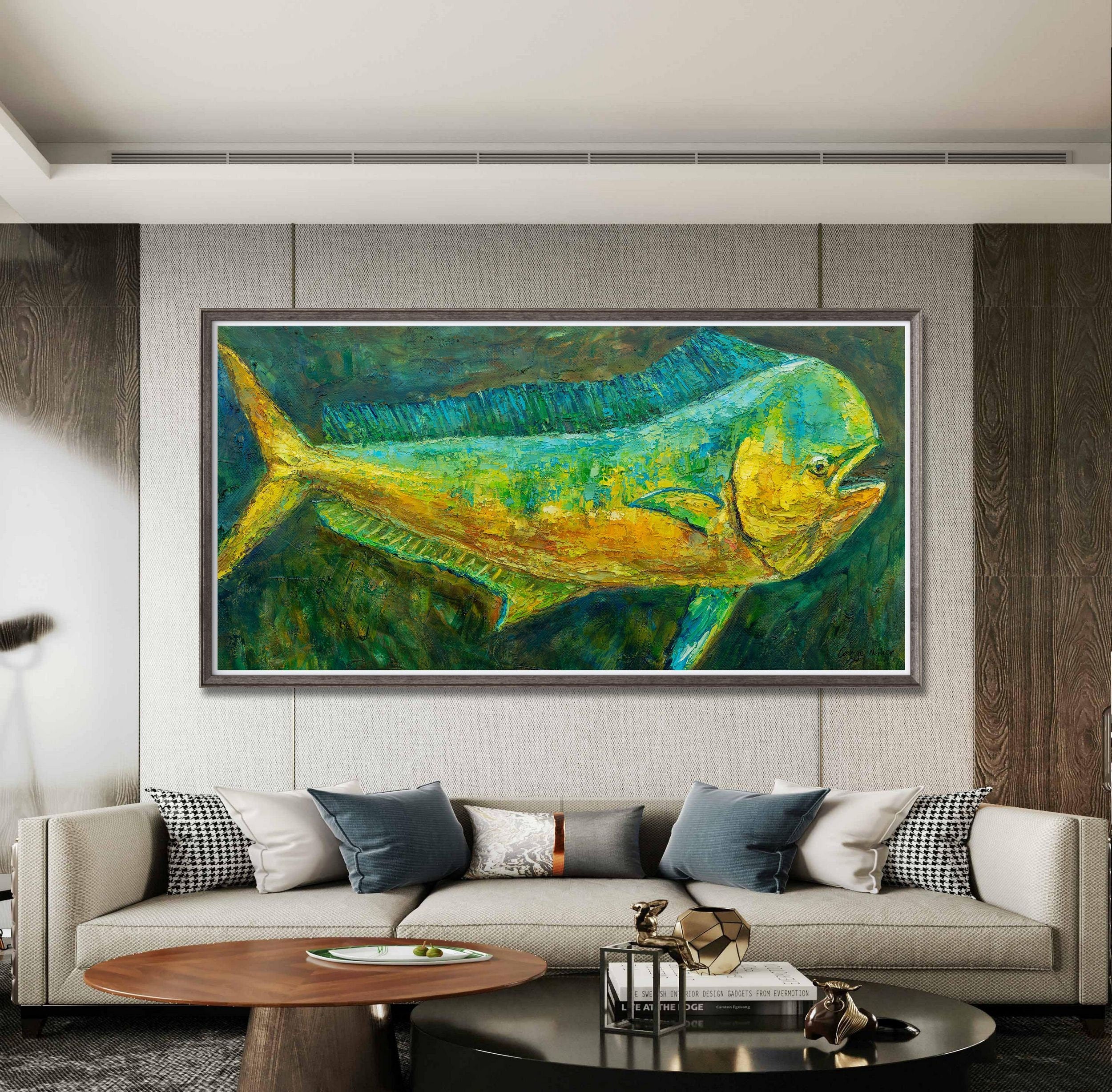 Mahi Mahi Fish Green, Wall Art, Abstract Wall Art, Art, Artwork Origin