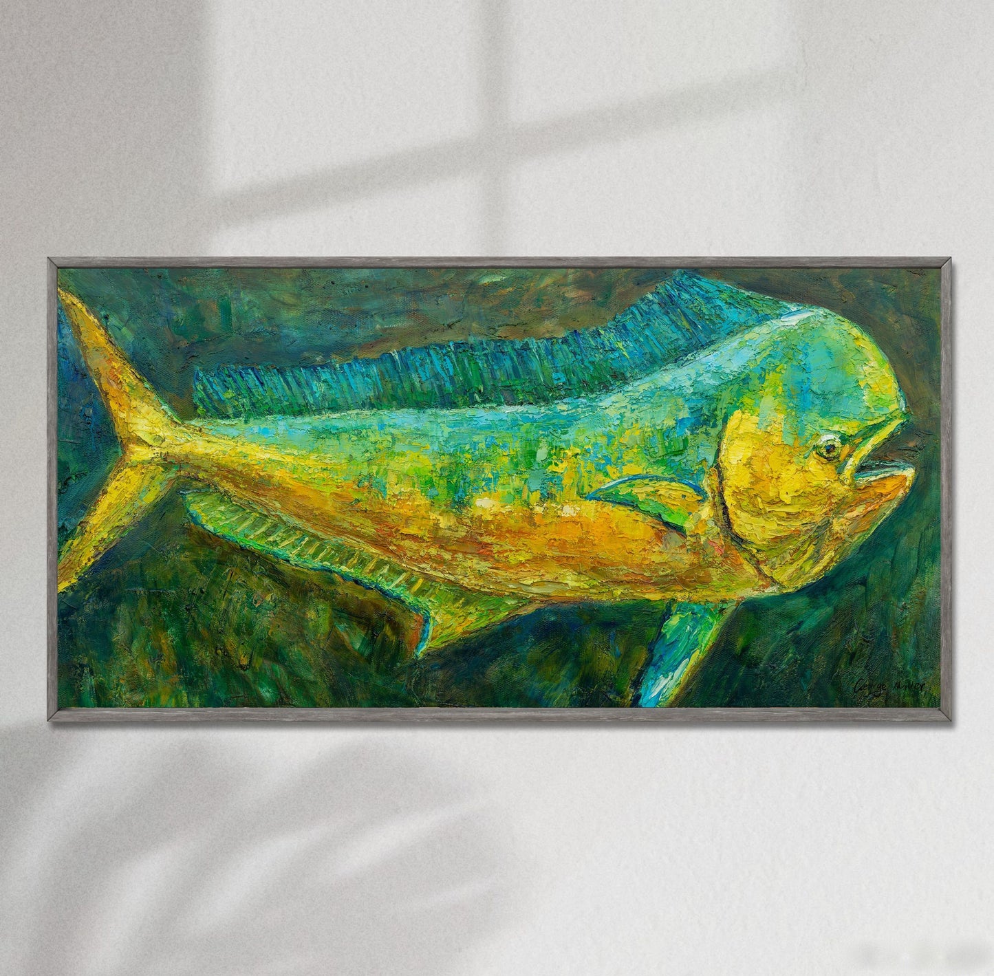 Mahi Mahi Fish Green, Wall Art, Abstract Wall Art, Art, Artwork Original, Modern Art Print, Original Art, Kitchen Decor, Art Poster