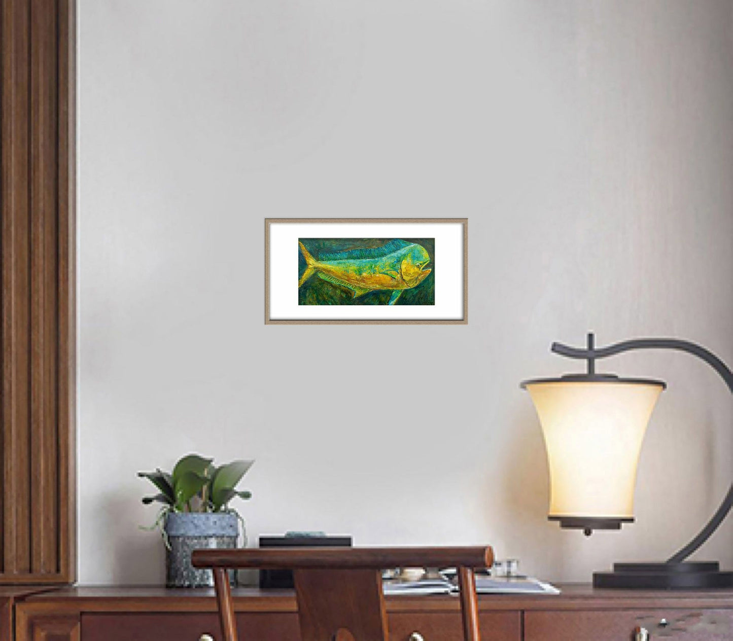 Mahi Mahi Fish Green, Wall Art, Abstract Wall Art, Art, Artwork Original, Modern Art Print, Original Art, Kitchen Decor, Art Poster