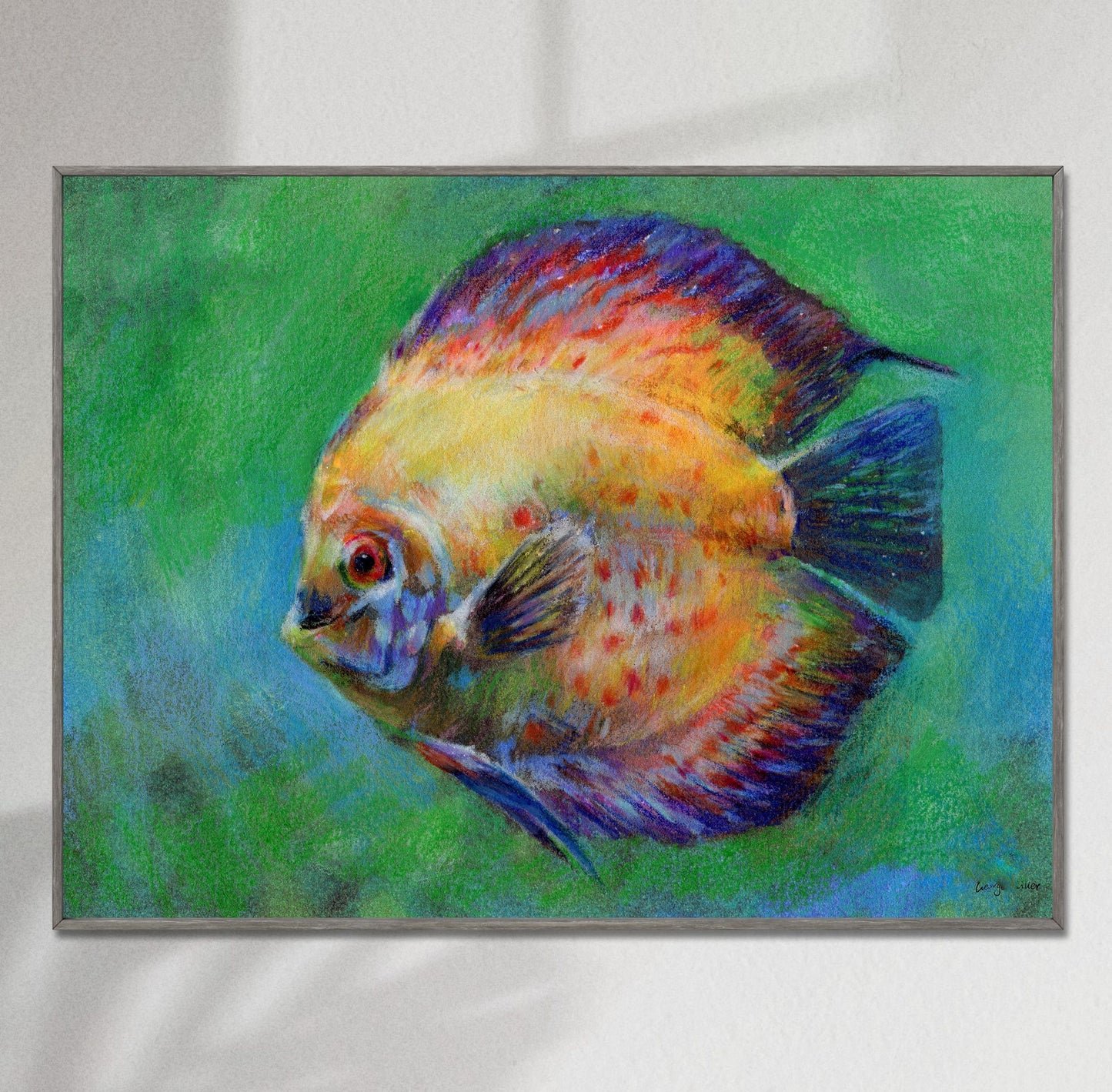 Tropical Fish Print Green, Wall Art Prints, Abstract Artwork, Art Print Watercolor, Artwork, Modern Art Print, Kitchen Art, Fish Prints