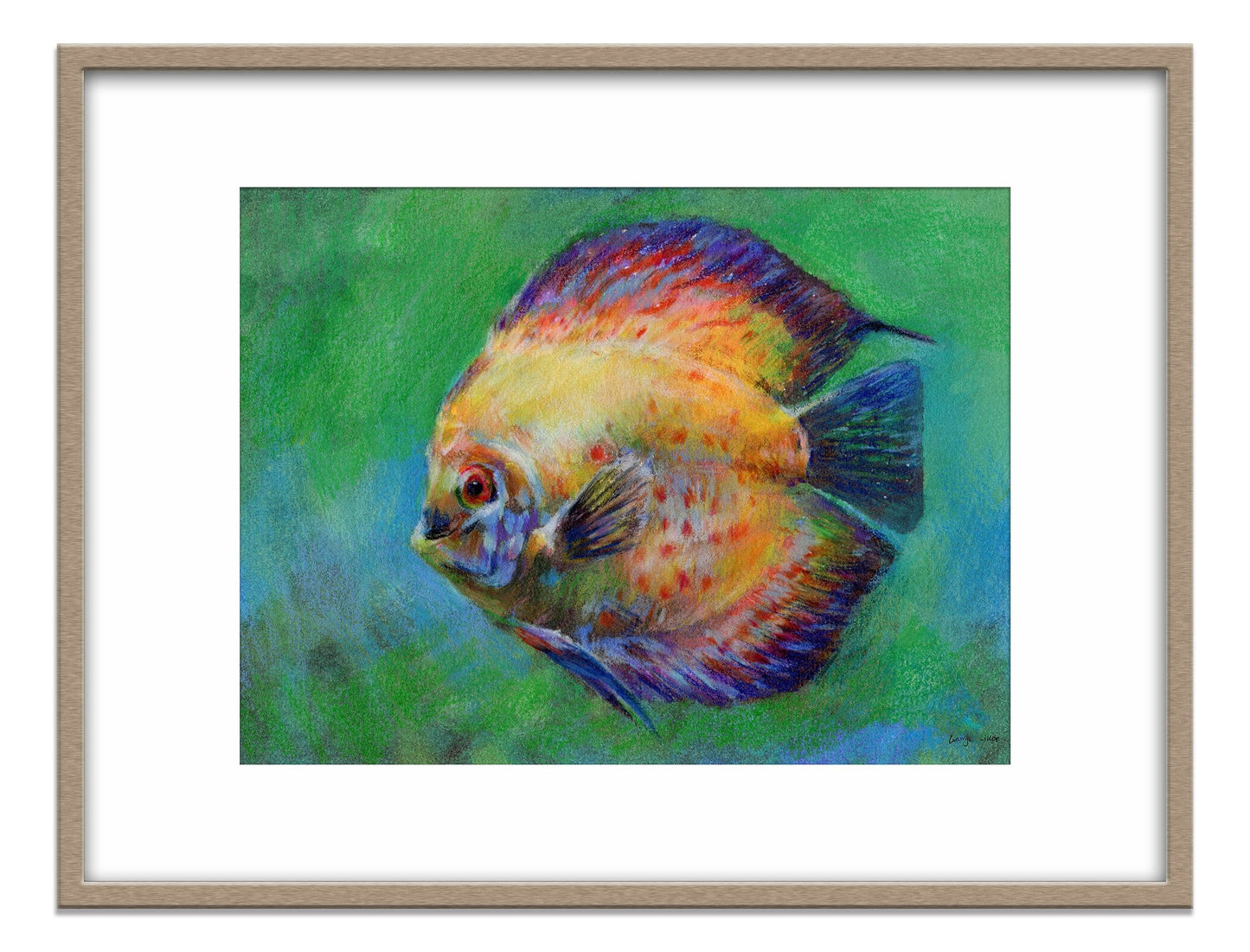 Tropical Fish Print Green, Wall Art Prints, Abstract Artwork, Art Print Watercolor, Artwork, Modern Art Print, Kitchen Art, Fish Prints