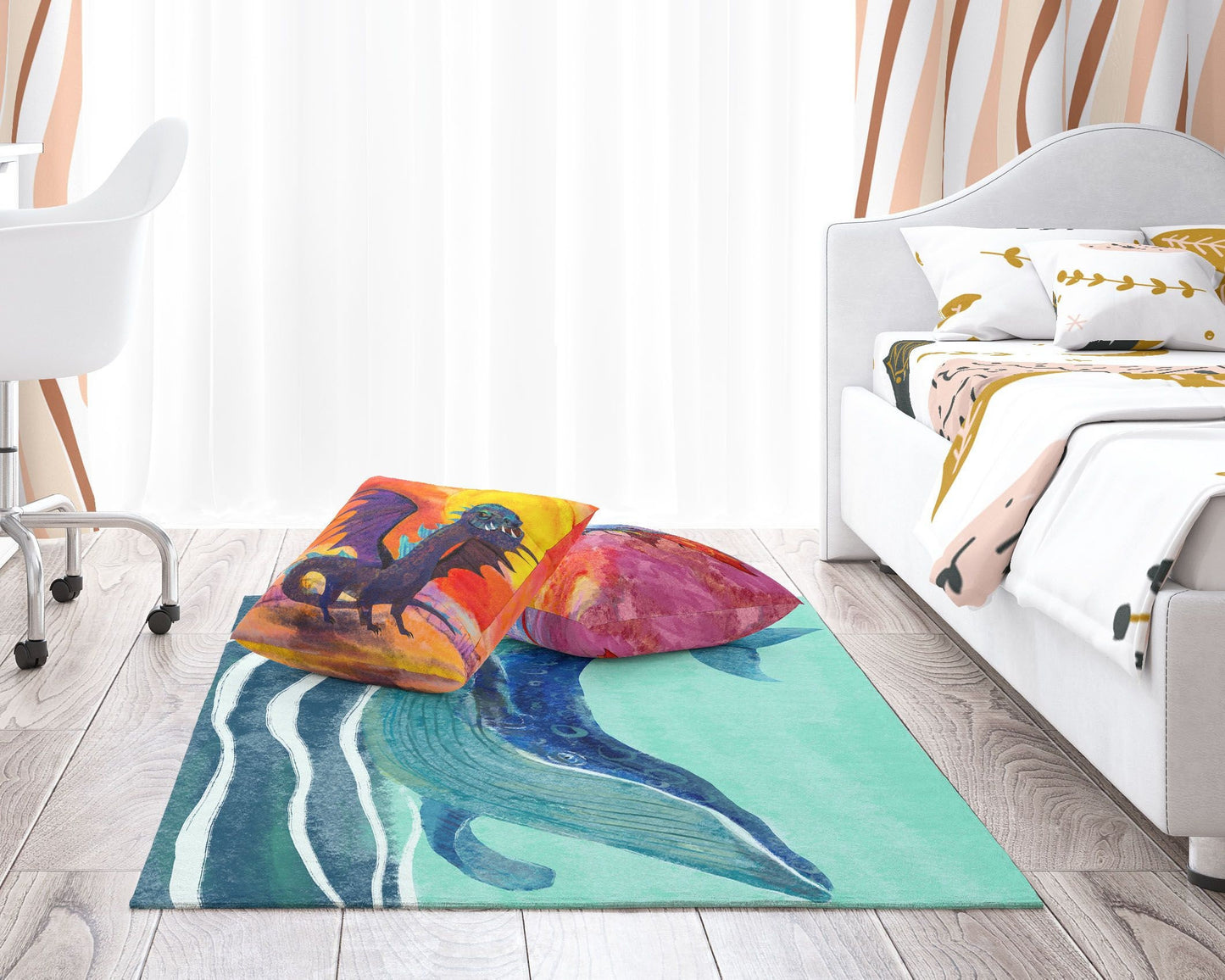 Kids Area Rug, Thick Carpet, Rectangle Area Rug, Blue Area Rug, Blue Whale, Stylish Carpet, Floor Rugs, Made In Usa, Flat Woven Rug