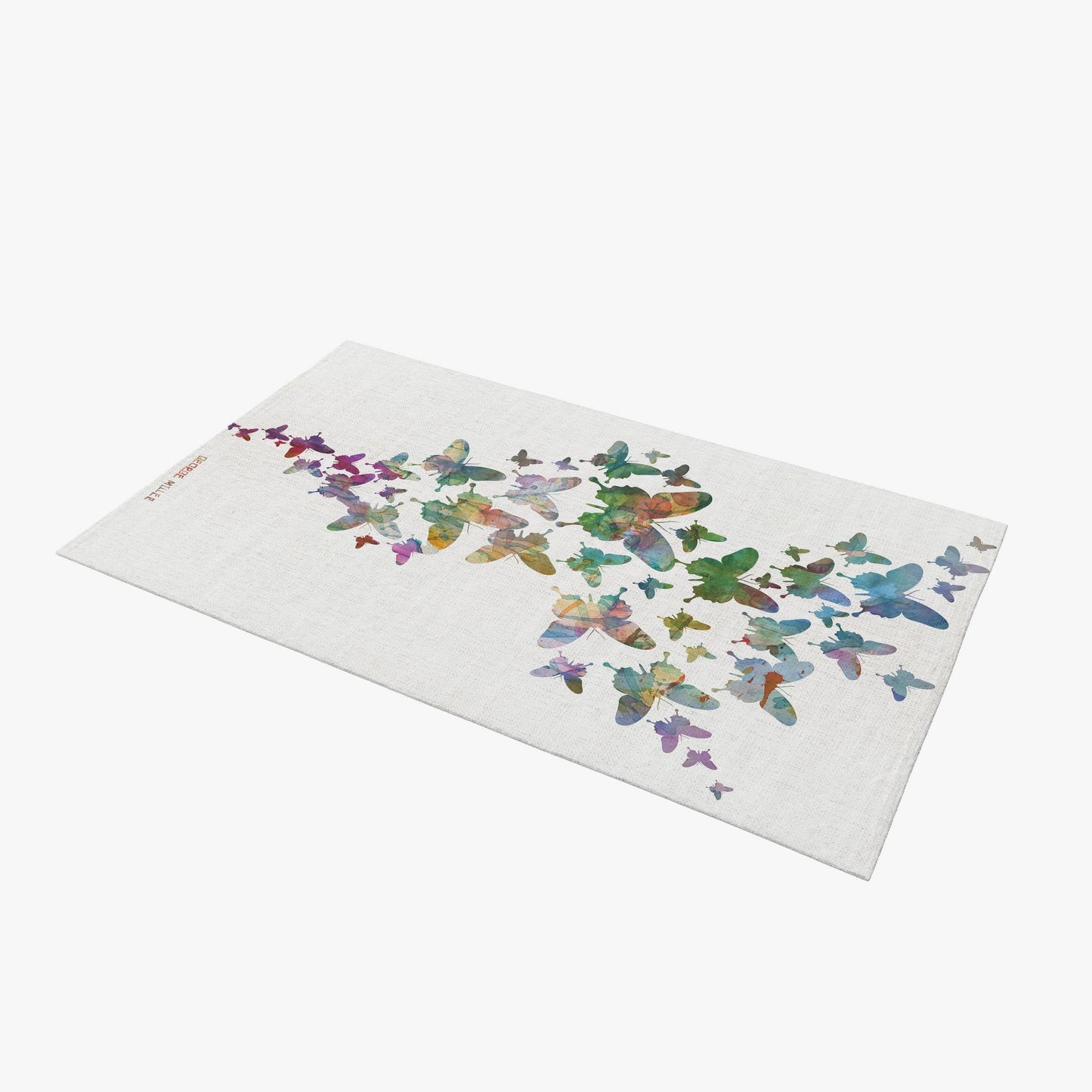 Floor Mat, Large Rug 6X9, Thick Carpet, Rectangle Rug, Green Area Rug, Butterflies Flying, Modern Carpet, New Home Gift, Made In USA