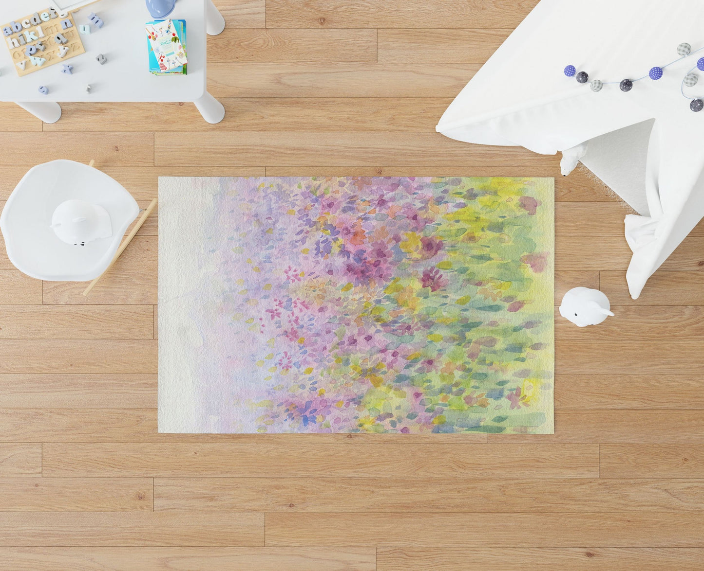 Rugs And Carpet, Large Area Rugs, Thick Carpet, Rectangle Rug, Rainbow Area Rug, Floral Rug, Modern Area Rug, Housewarming Gift, Made In USA