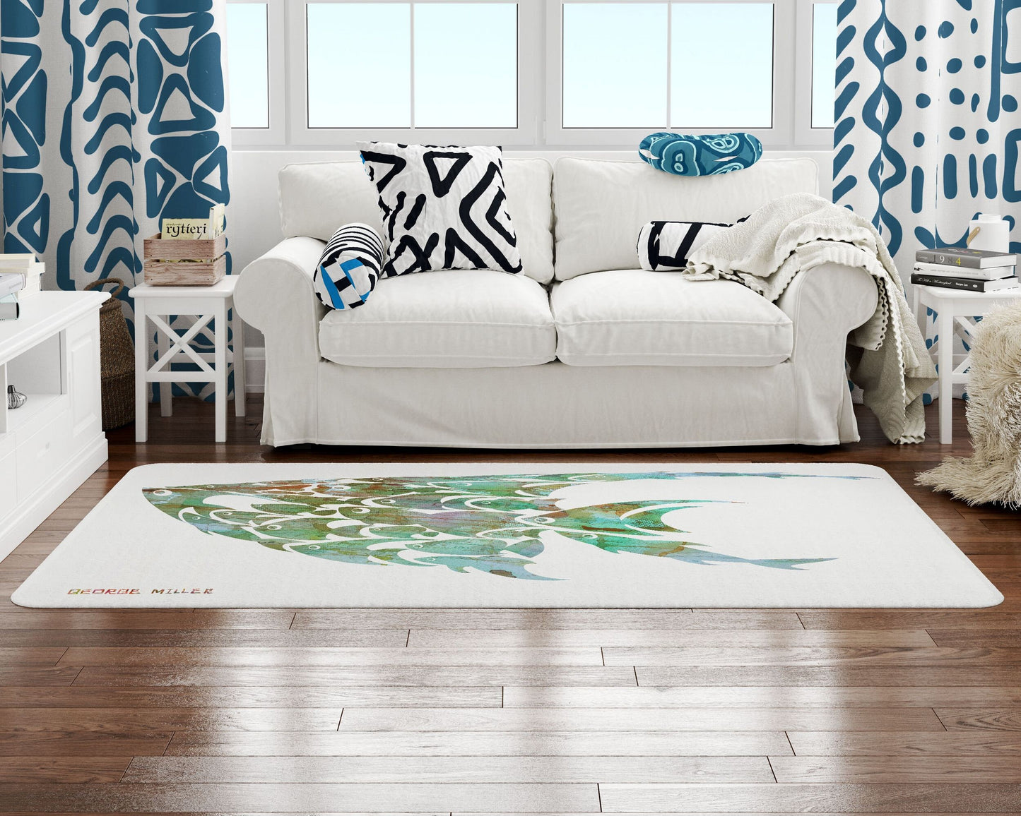 Carpet Rug, Oversize Rug, Thick Carpet, Rectangle Rug, Colorful Rug, Shoal Of Fish, Ethnic Rug, Kids Area Rug, Made In Usa, Flat Woven Rug