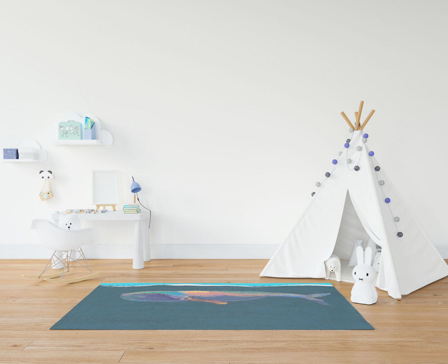 Kids Rug, Best Area Rug, 4X6 Area Rug, Thick Carpet, Rectangle Rug, Colorful Rug, Blue Whale, Modern Area Rug, Living Room Mat, Made In USA