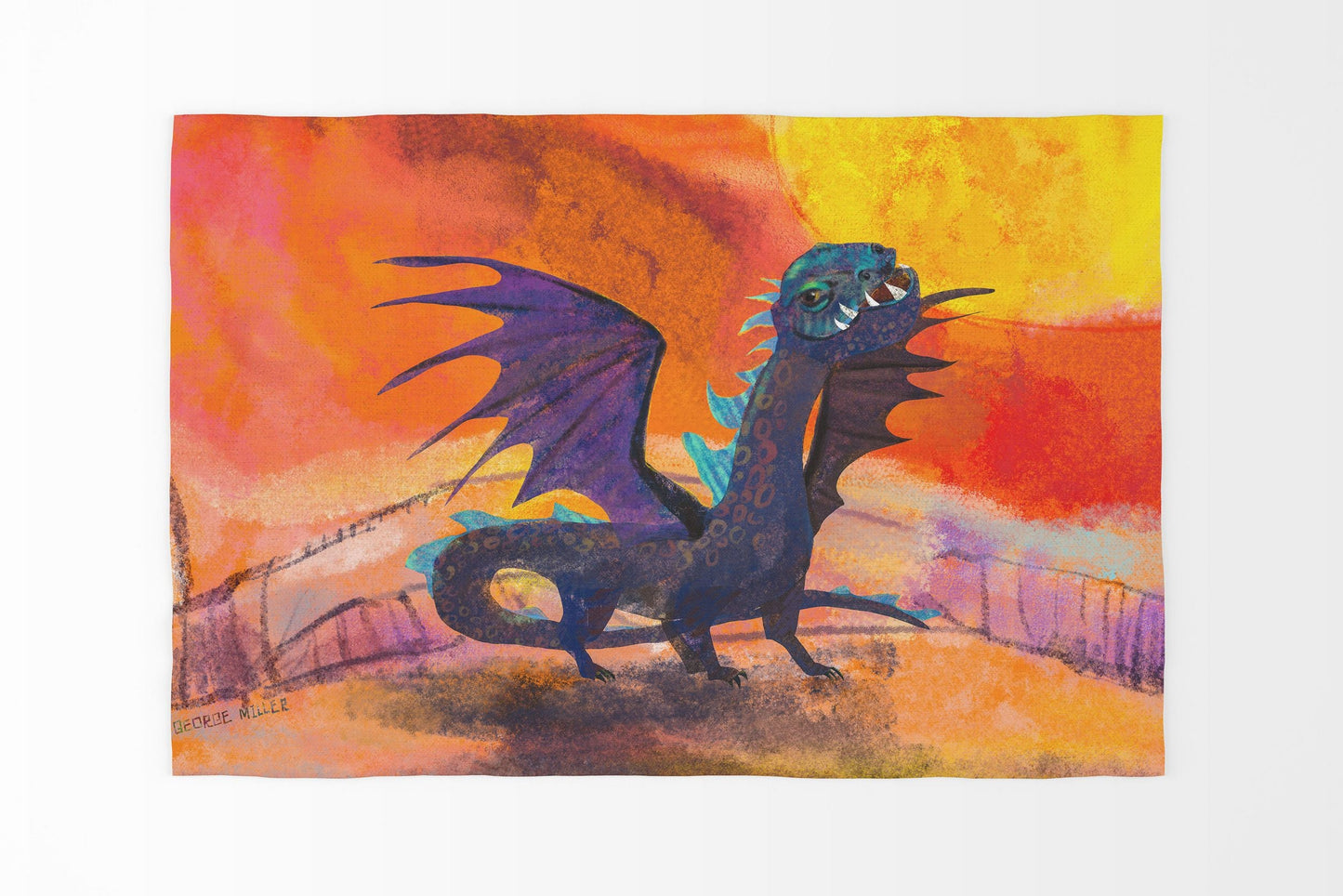 Kids Area Rug, Thick Carpet, Rectangle Rugs, Multi Color, Fire Breathing Dragon, Contemporary Rug, Gift For Her, Made In Usa, Flat Woven Rug