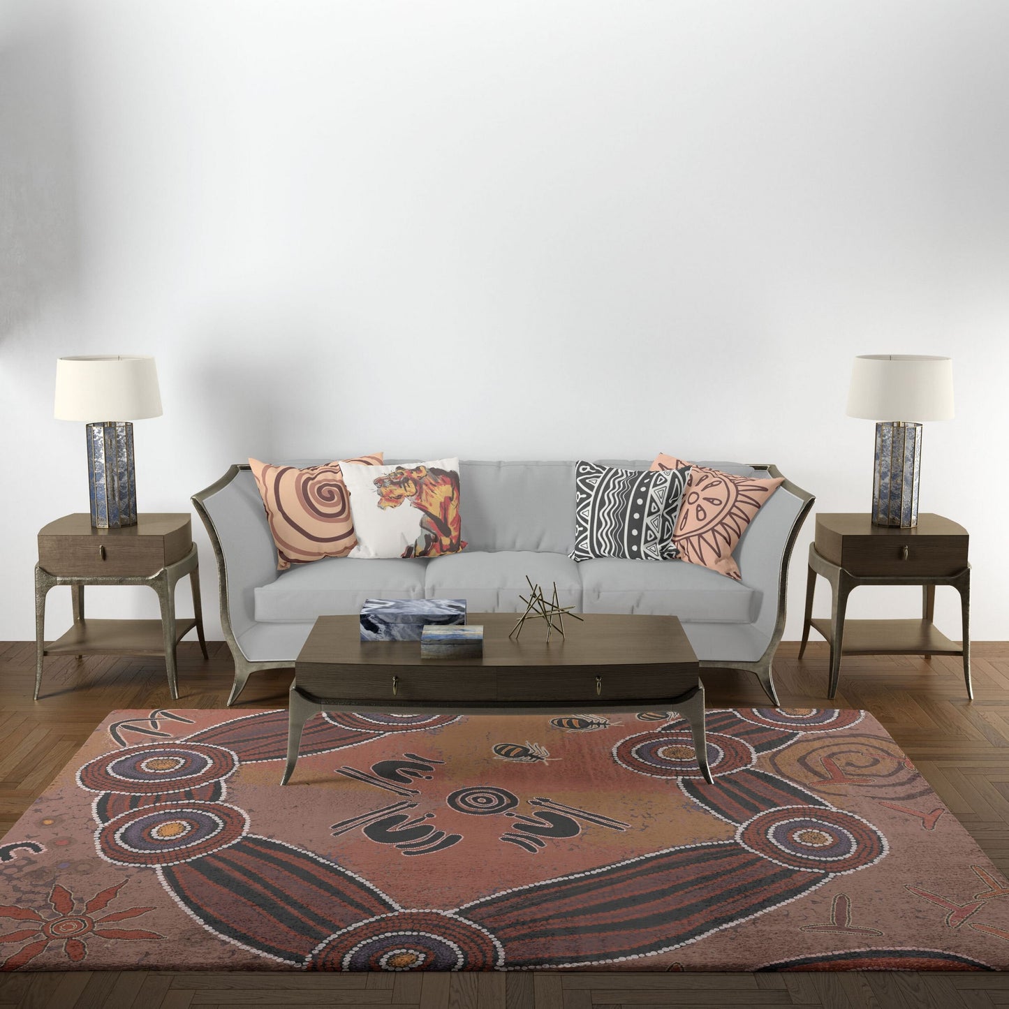Carpet Rug, Large Area Rug, Durable Rug, Rectangle Area Rug, Brown Rug, Abstract Rug, Ethnic Rug, Gift For Him, Made In Usa, Flat Woven Rug