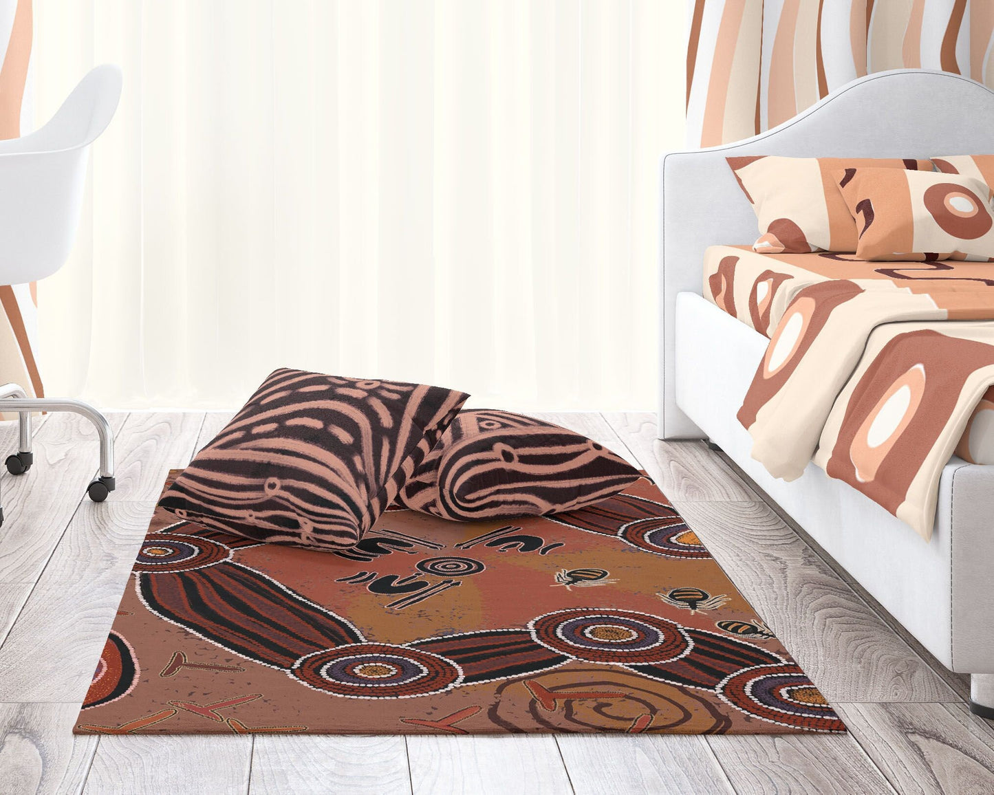 Carpet Rug, Large Area Rug, Durable Rug, Rectangle Area Rug, Brown Rug, Abstract Rug, Ethnic Rug, Gift For Him, Made In Usa, Flat Woven Rug