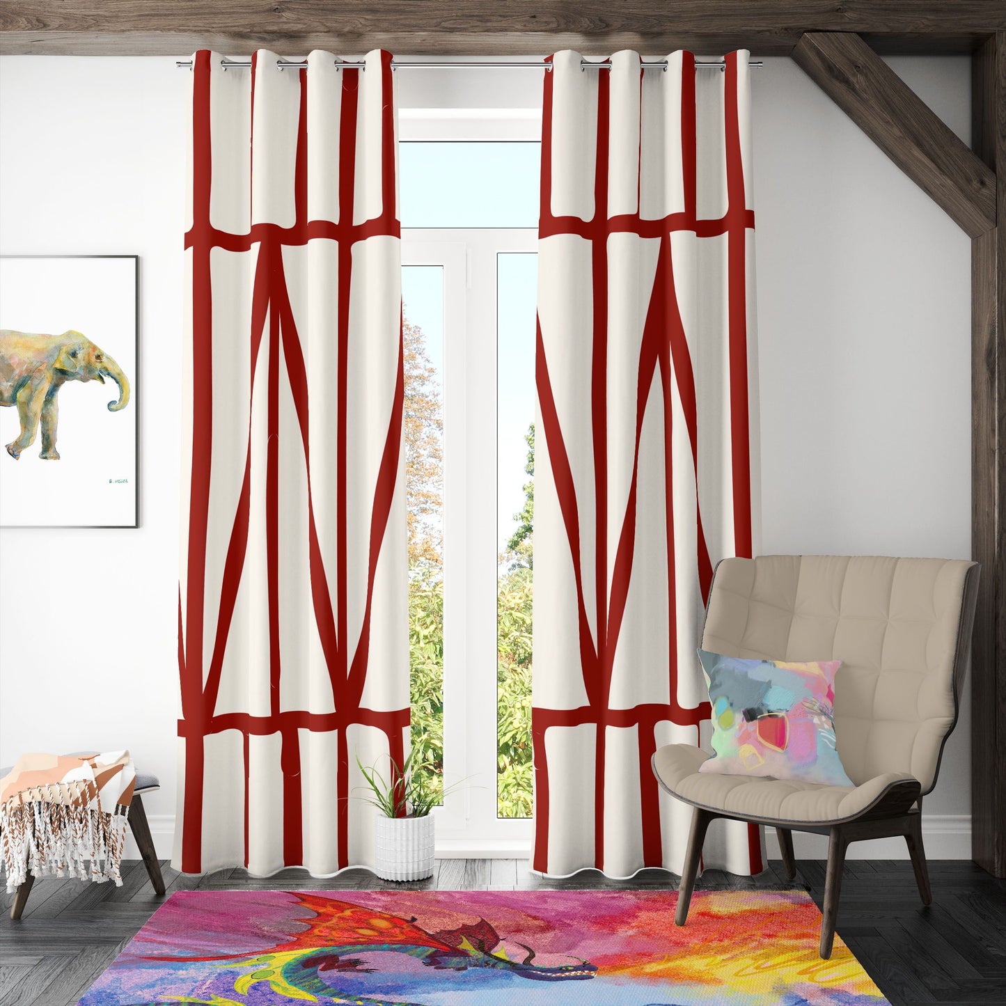 Kids Rug, Rugs And Carpet, Thick Carpet, Rectangle Area Rug, Red Blue Area Rug, Fire Breathing Dragon, Contemporary Rug, Made In USA