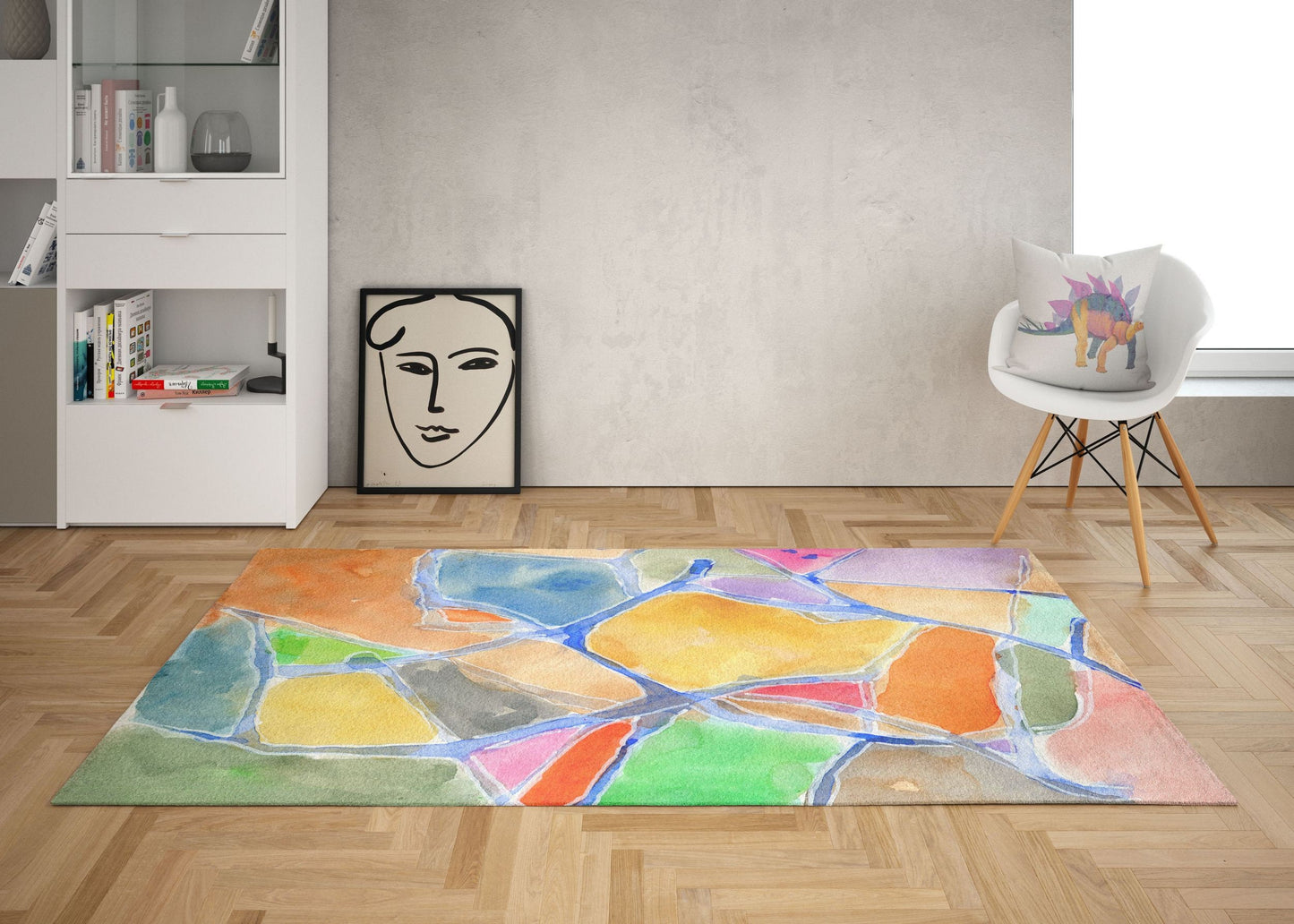 Floor Mat, Thick Carpet, Rectangle Area Rug, Multi Color, Abstract Rug, Ethnic Rug, Rugs For Living Room, Made In Usa, Flat Woven Rug