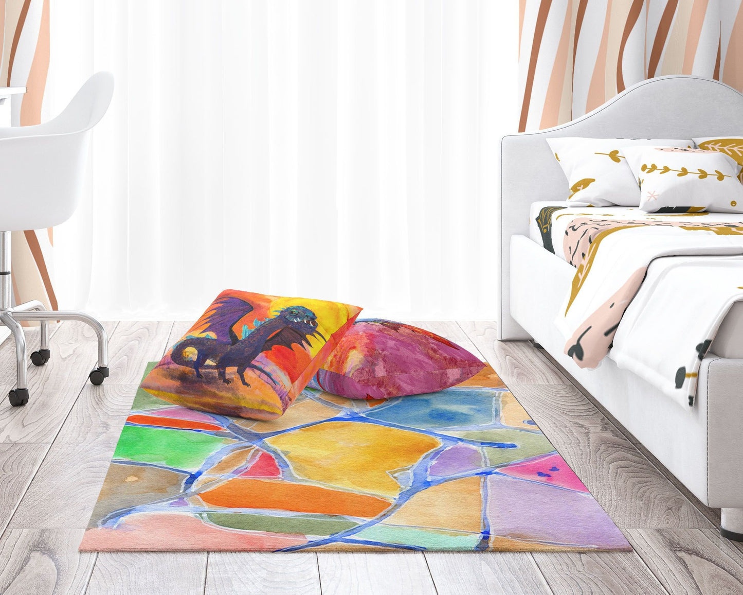 Floor Mat, Thick Carpet, Rectangle Area Rug, Multi Color, Abstract Rug, Ethnic Rug, Rugs For Living Room, Made In Usa, Flat Woven Rug