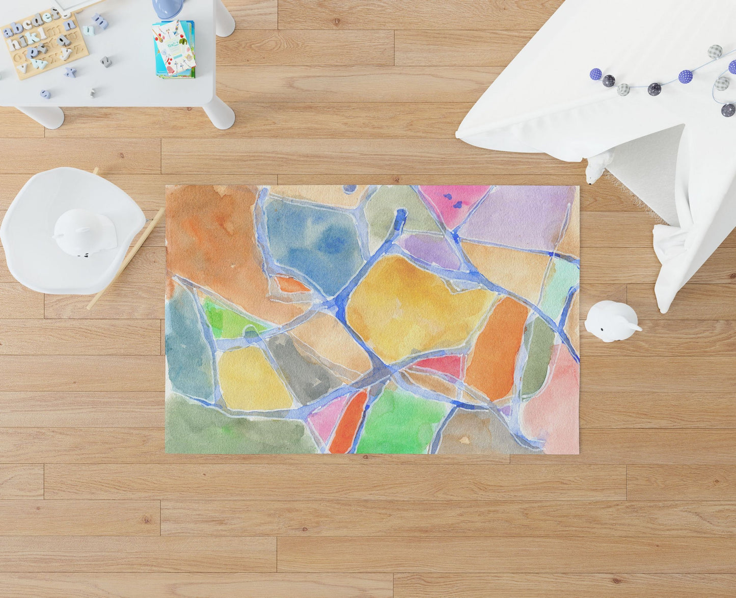 Floor Mat, Thick Carpet, Rectangle Area Rug, Multi Color, Abstract Rug, Ethnic Rug, Rugs For Living Room, Made In Usa, Flat Woven Rug