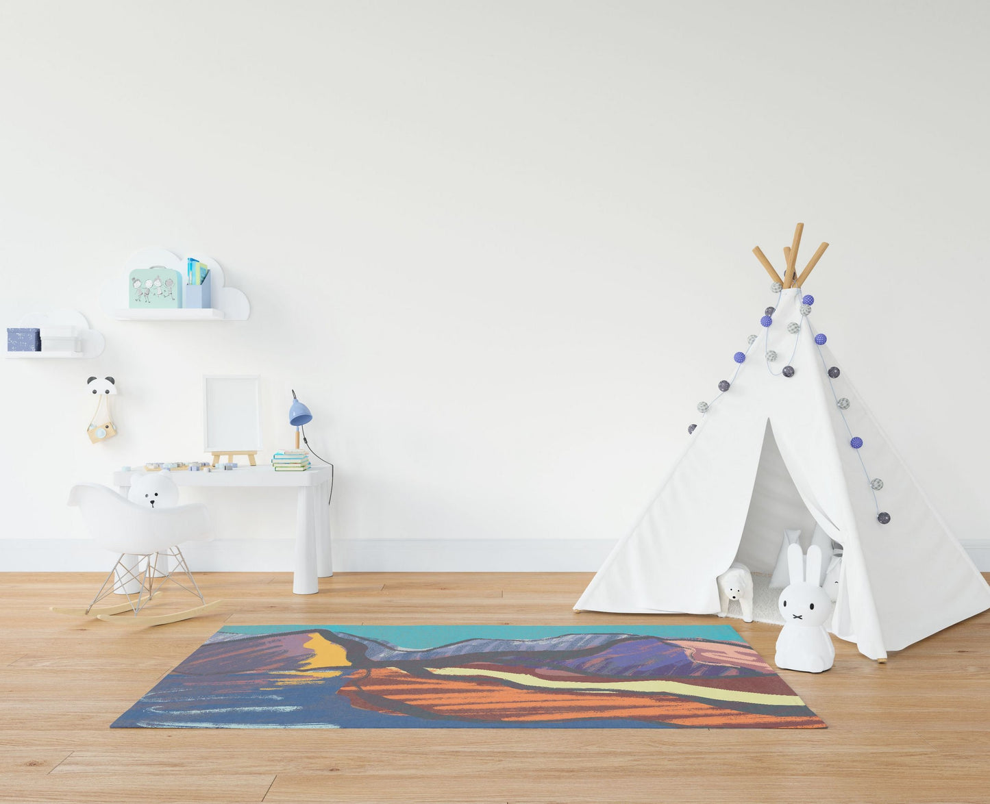 Decorative Rug, Large Area Rug, Durable Rug, Rectangle Rugs, Red Blue Area Rug, Abstract Rug, Modern Carpet, Gift For Her, Made In USA