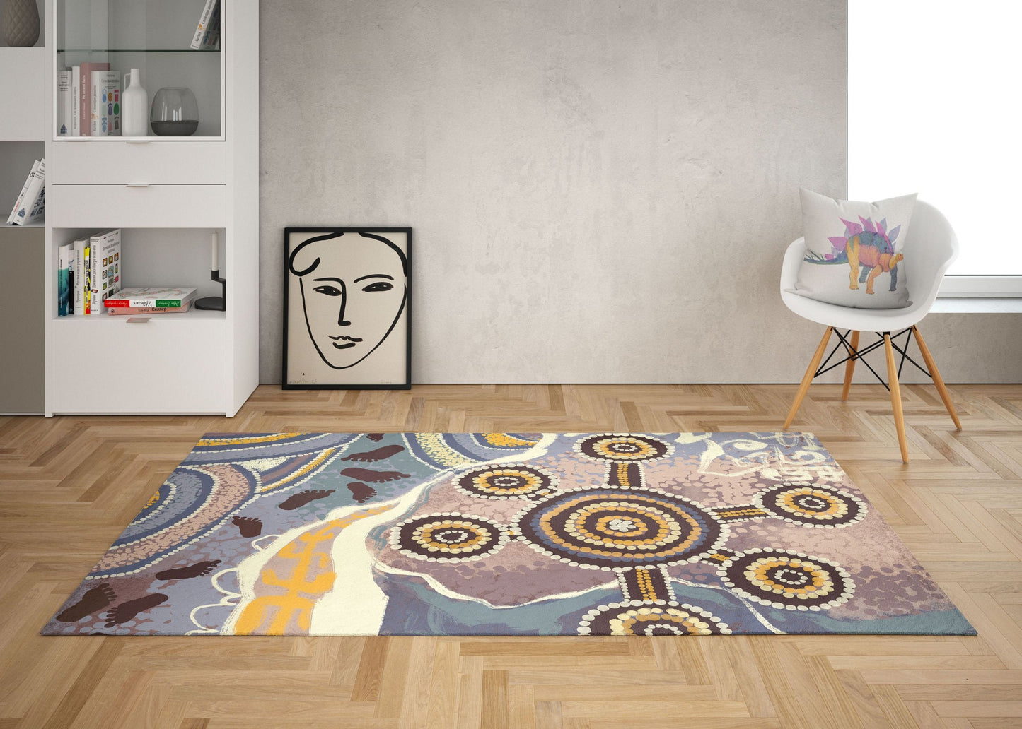 Decorative Rug, Large Rug, Thick Carpet, Rectangle Rug, Brown Rug, Austrialian Aboriginal Rug, Ethnic Rug, Floor Rug, Made In USA