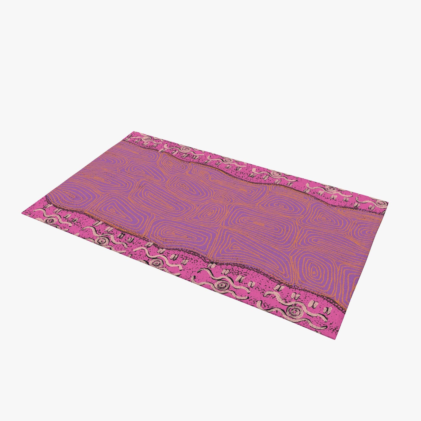 Floor Mat, Durable Rug, Rectangle Rugs, Pink And Yellow Rug, Austrialian Aboriginal Rug, Contemporary Rug, Bedroom Carpet, Made In USA