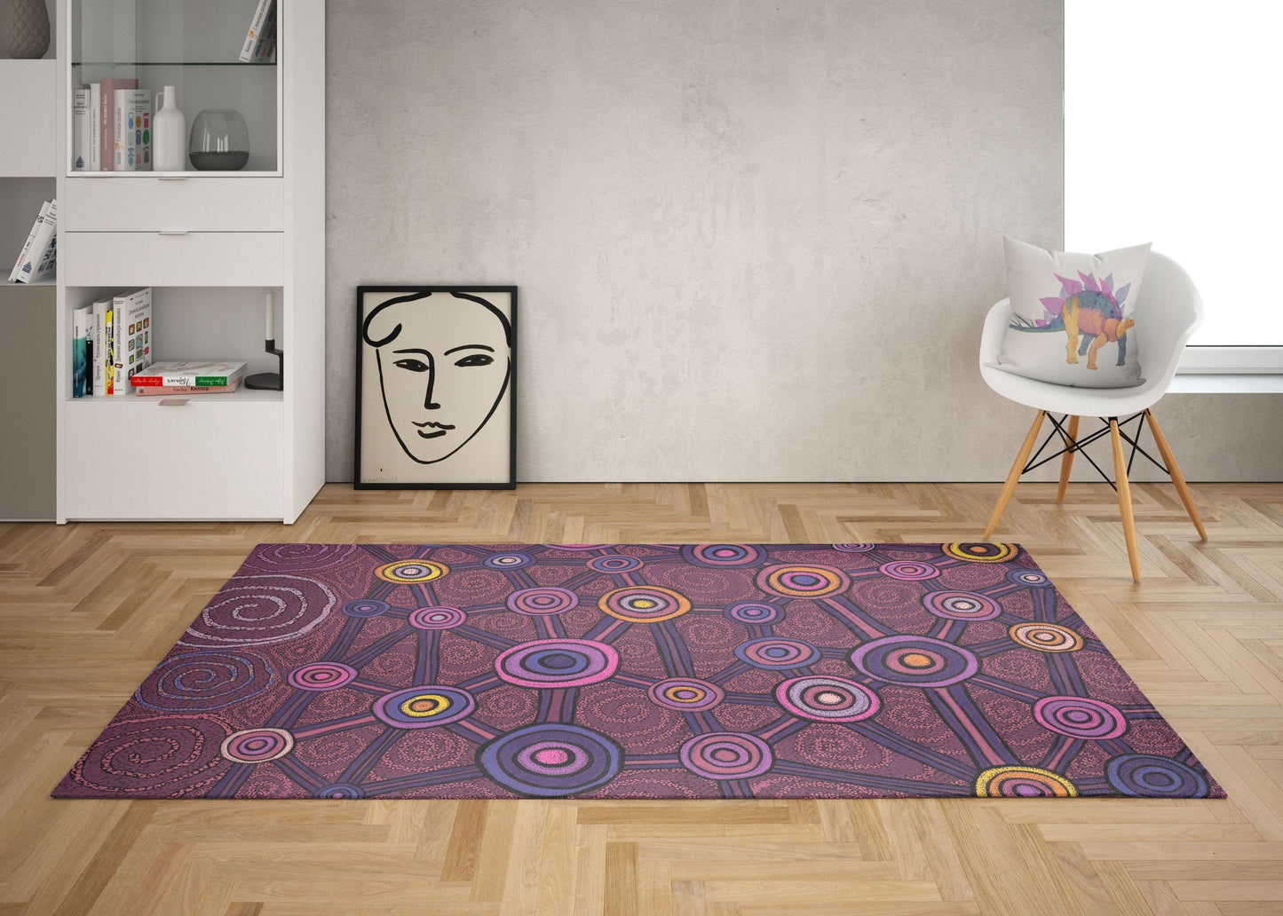 Durable Rug, Rectangle Area Rug, Multi Color Rug, Austrialian Aboriginal Rug, Stylish Carpet, Rugs For Living Room, Made In USA