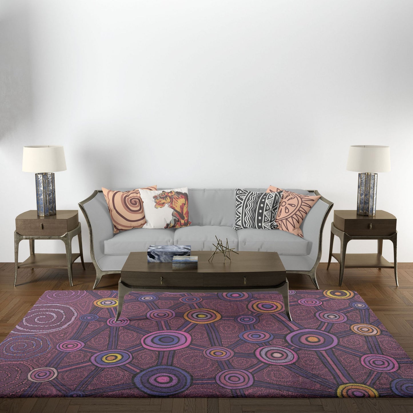 Durable Rug, Rectangle Area Rug, Multi Color Rug, Austrialian Aboriginal Rug, Stylish Carpet, Rugs For Living Room, Made In USA
