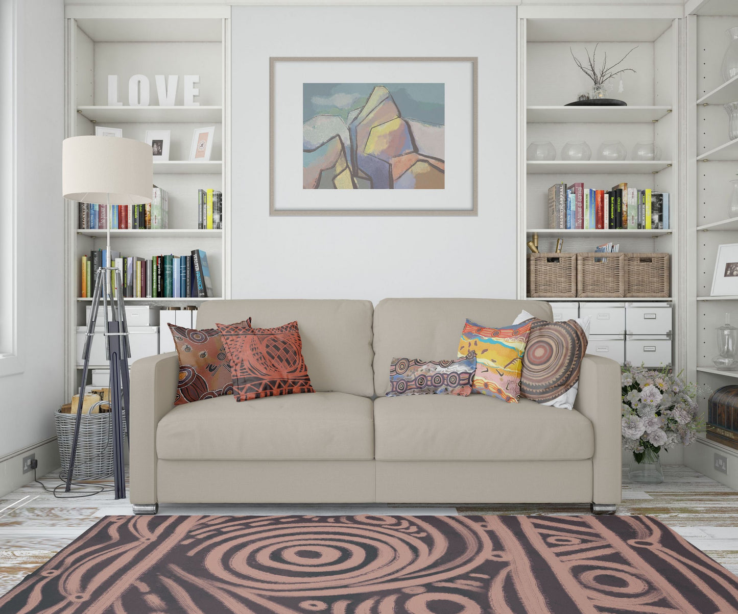 Large Area Rug, Durable Rug, Rectangle Rug, Beige And Black Rug, Abstract Rug, Contemporary Rug, Floor Rugs, Made In Usa, Flat Woven Rug