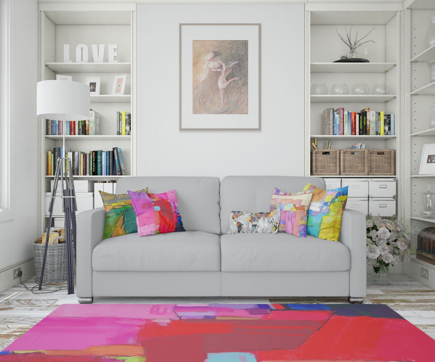 Red Carpet, Oversize Rug, Thick Carpet, Rectangle Rug, Colorful Rug, Abstract Rug, Modern Area Rug, Living Room Decor, Made In USA