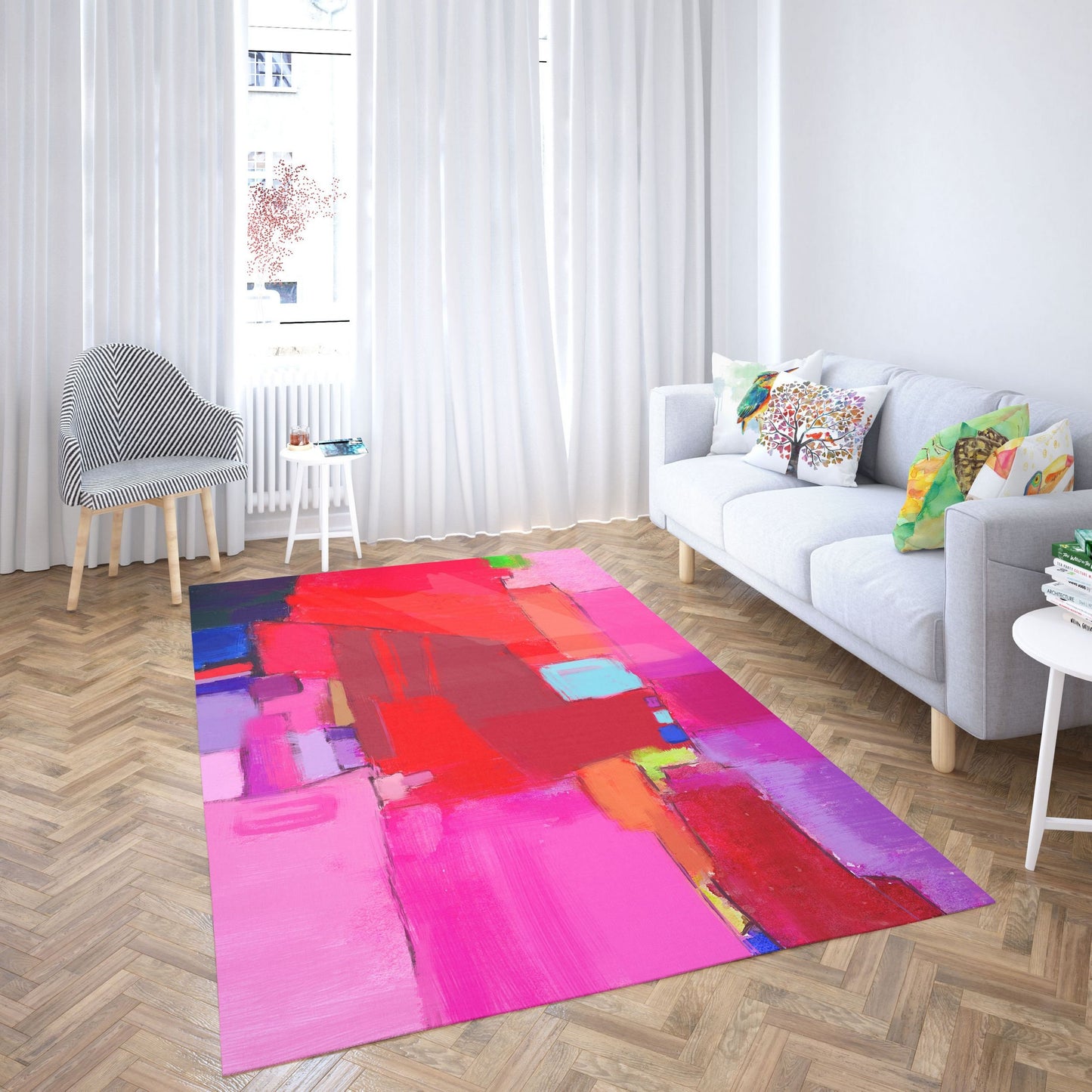 Red Carpet, Oversize Rug, Thick Carpet, Rectangle Rug, Colorful Rug, Abstract Rug, Modern Area Rug, Living Room Decor, Made In USA