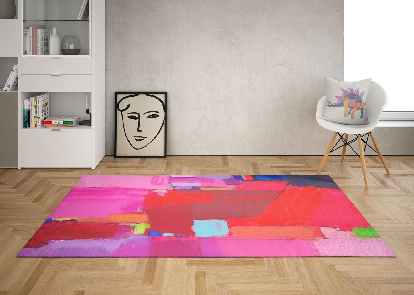 Red Carpet, Oversize Rug, Thick Carpet, Rectangle Rug, Colorful Rug, Abstract Rug, Modern Area Rug, Living Room Decor, Made In USA