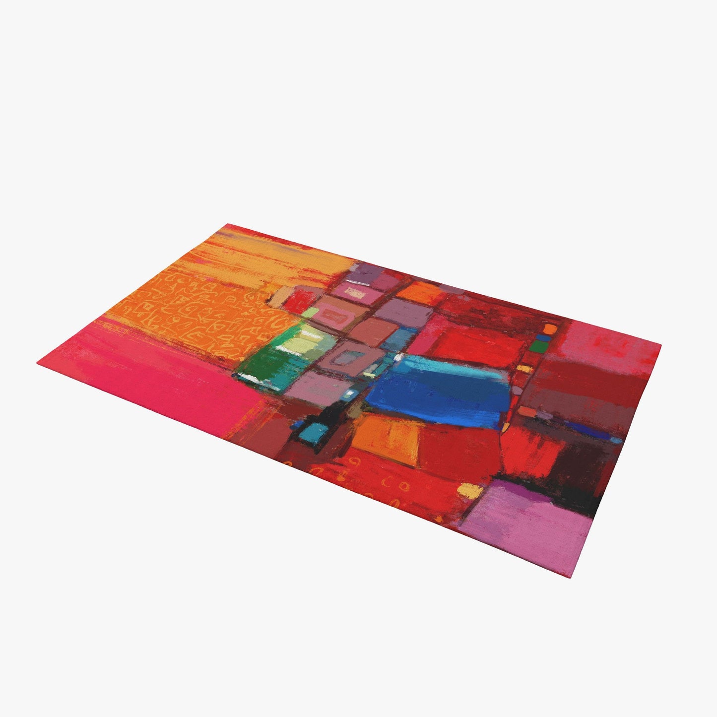 Red Rug, Decorative Rug, Area Rug 4X6, Durable Rug, Rectangle Rugs, Rainbow Rug, Abstract Rug, Stylish Carpet, Gift For Her, Made In Usa