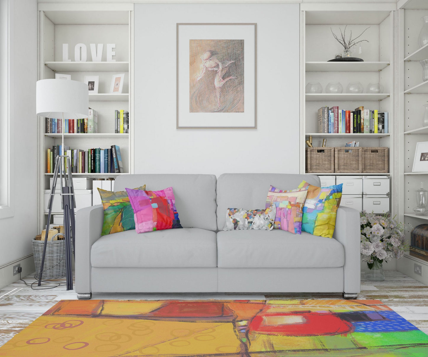 Best Area Rug, 6X9 Rug, Rectangle Rug, Rainbow Rug, Abstract Rug, Contemporary Rug, Farmhouse Area Rug, Made In Usa, Flat Woven Rug
