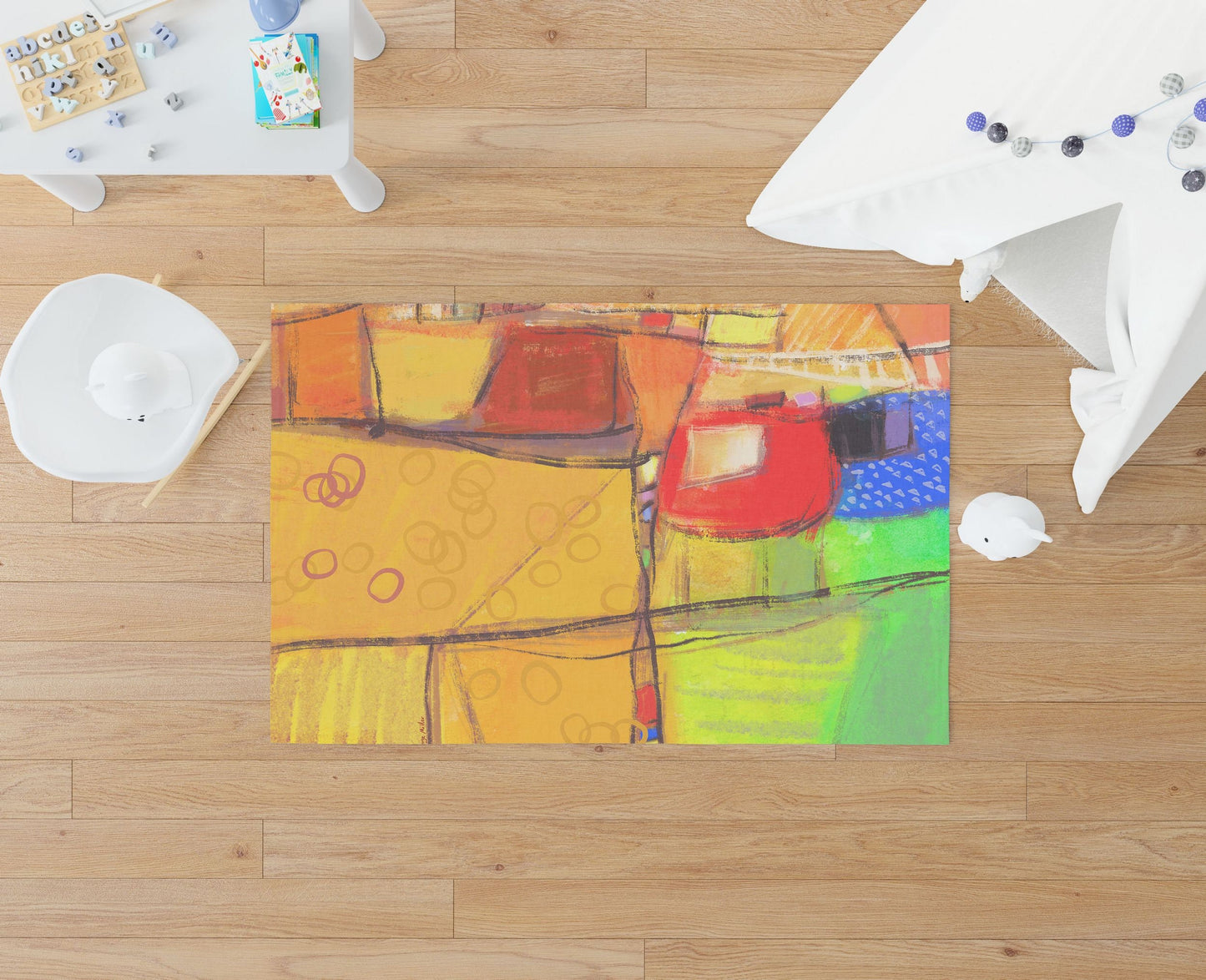Best Area Rug, 6X9 Rug, Rectangle Rug, Rainbow Rug, Abstract Rug, Contemporary Rug, Farmhouse Area Rug, Made In Usa, Flat Woven Rug