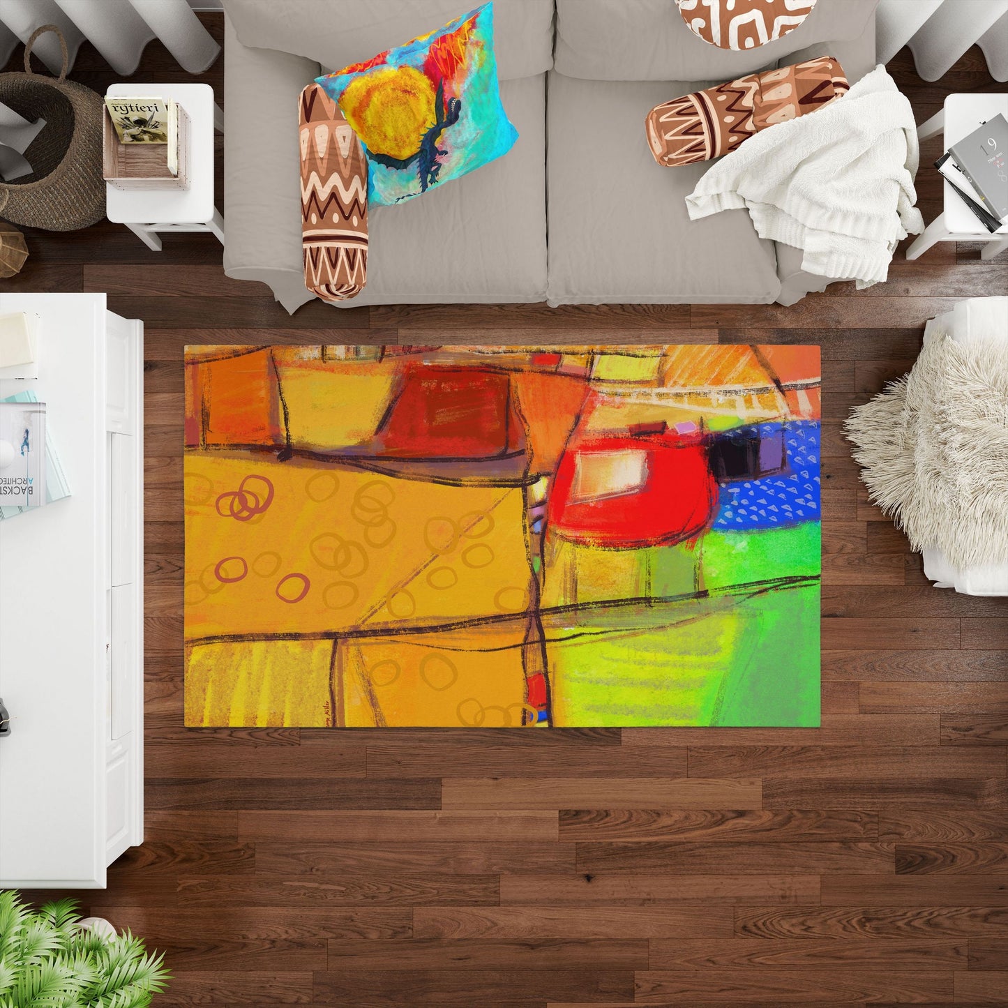 Best Area Rug, 6X9 Rug, Rectangle Rug, Rainbow Rug, Abstract Rug, Contemporary Rug, Farmhouse Area Rug, Made In Usa, Flat Woven Rug