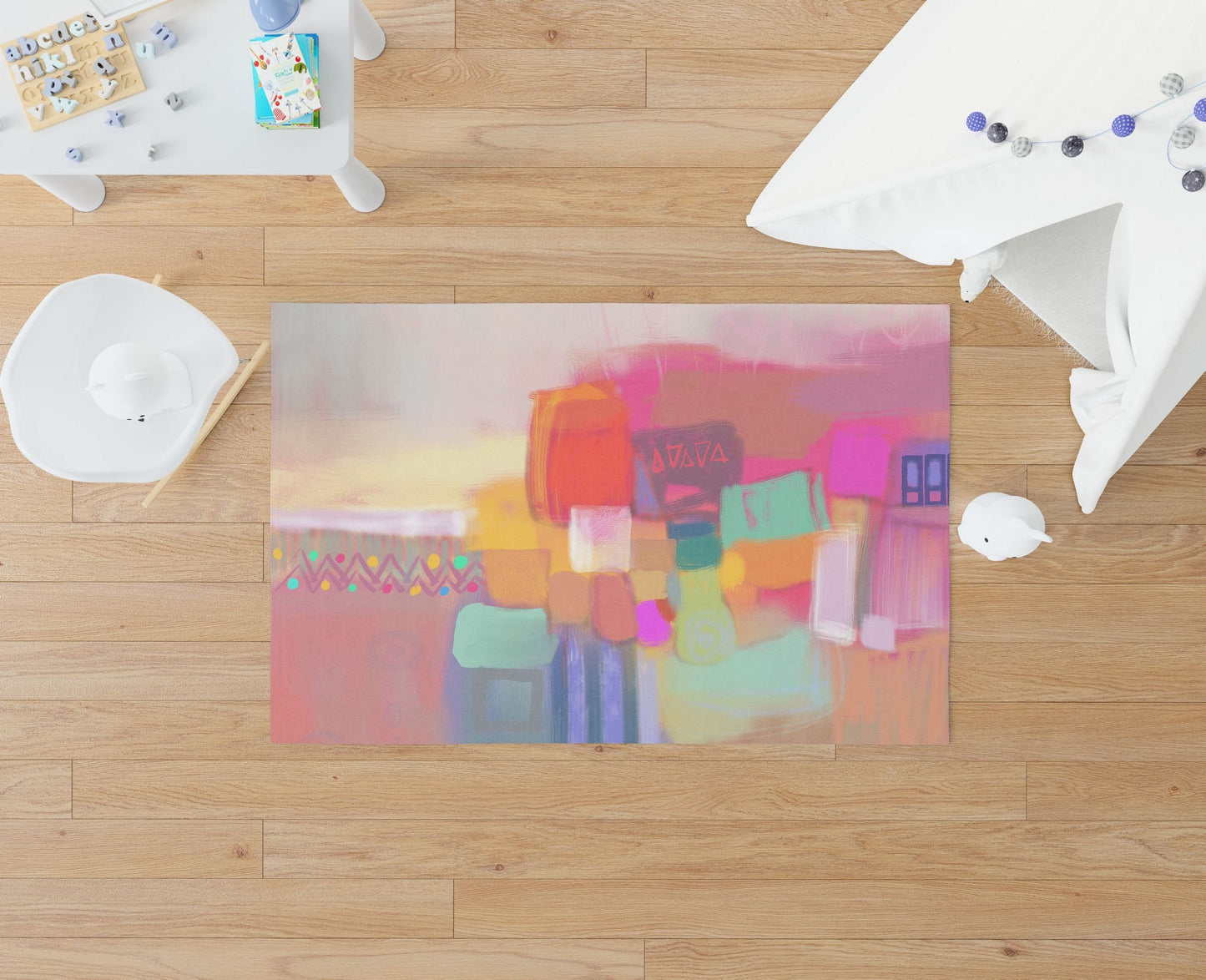 Area Rug, Large Rug 8X12, Thick Carpet, Rectangle Rug, Rainbow Rug, Abstract Rug, Contemporary Rug, Farmhouse Area Rug, Made In Usa