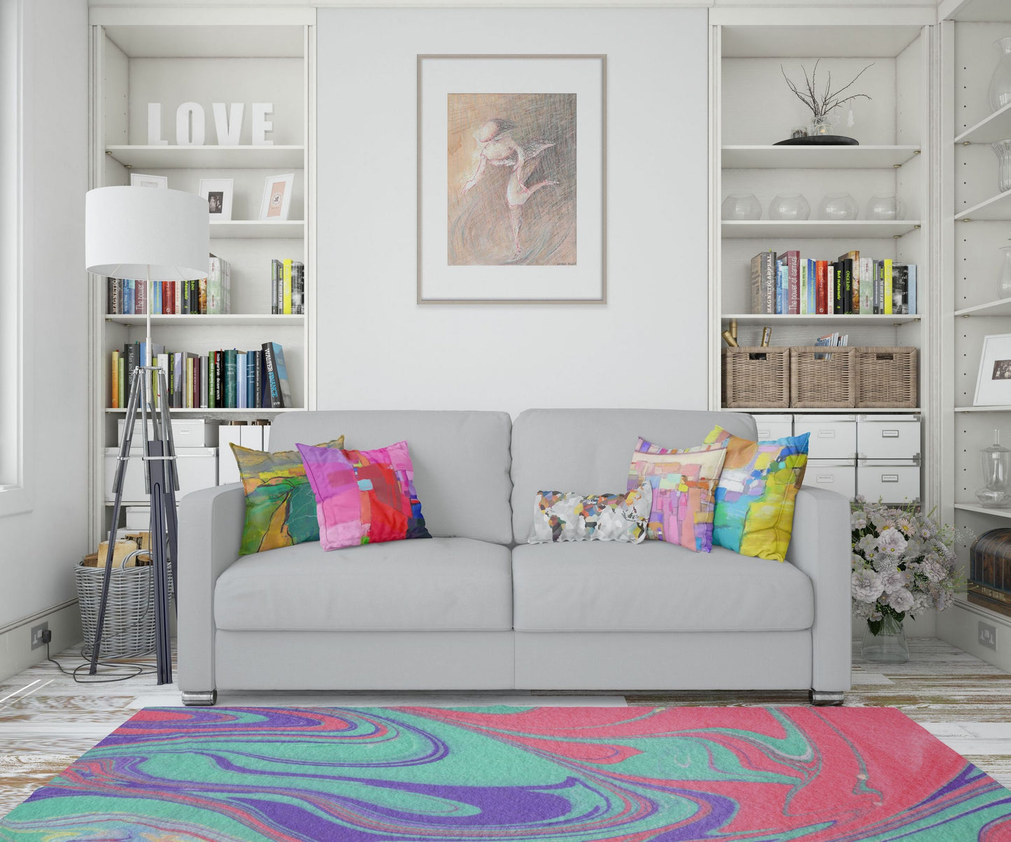 Carpet, Area Rug 4X6, Durable Rug, Rectangle Rugs, Colorful Rug, Abstract Rug, Modern Area Rug, New Home Gift, Made In USA, Flat Woven Rug