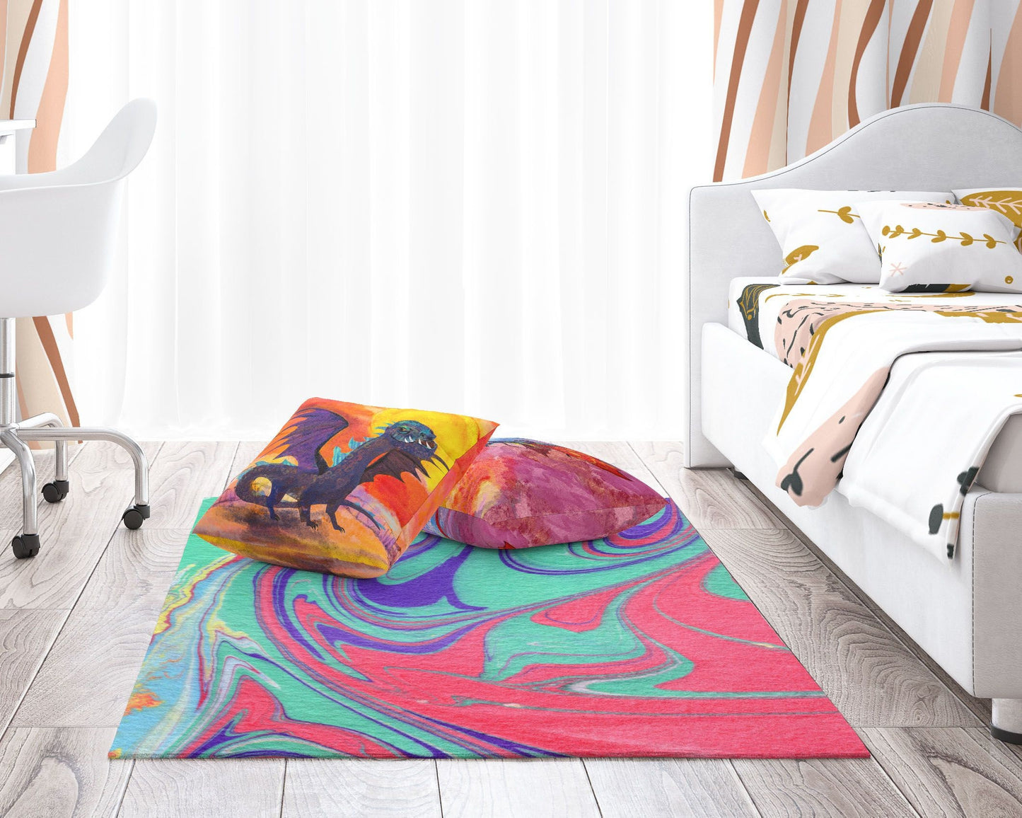 Carpet, Area Rug 4X6, Durable Rug, Rectangle Rugs, Colorful Rug, Abstract Rug, Modern Area Rug, New Home Gift, Made In USA, Flat Woven Rug