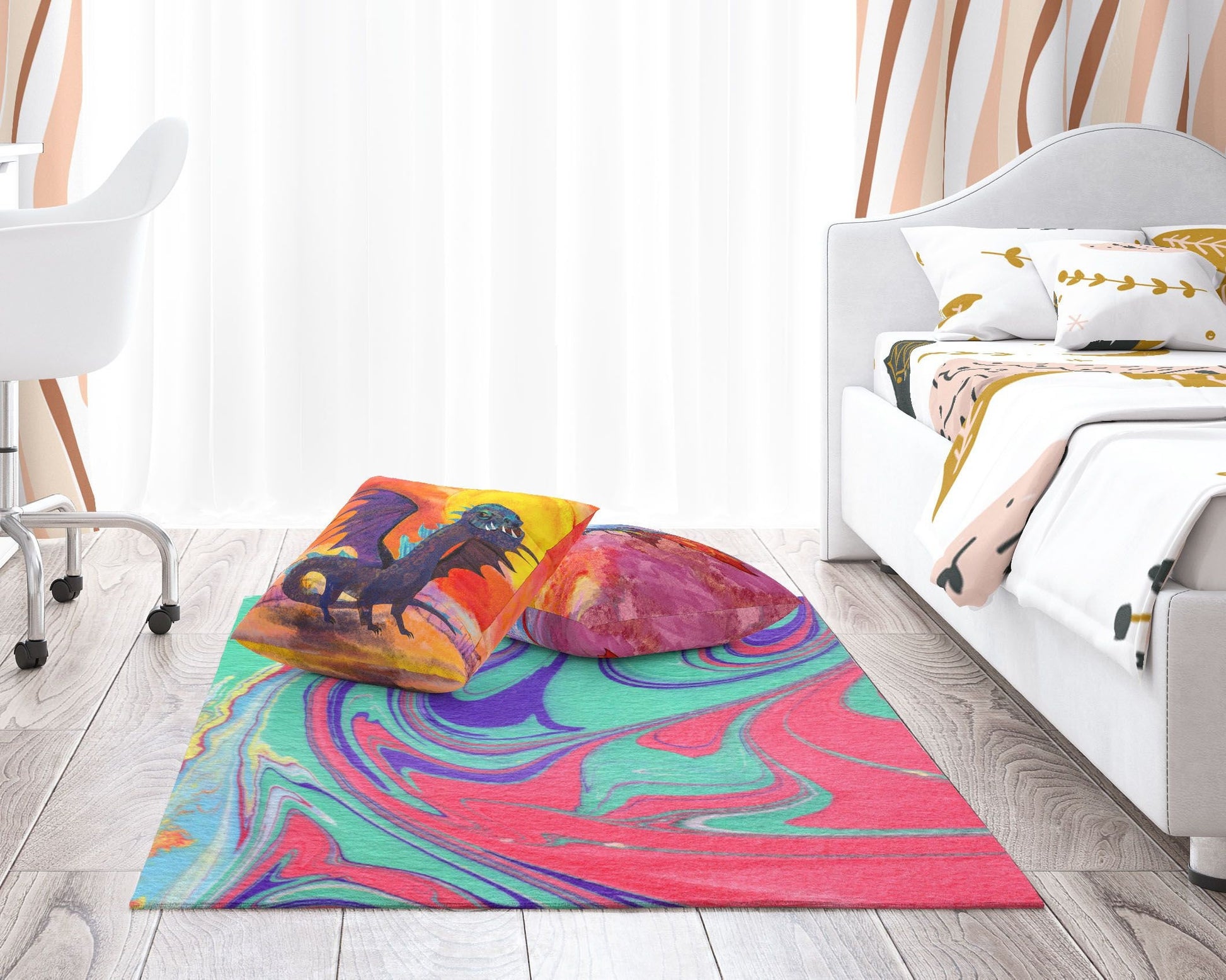 Carpet, Area Rug 4X6, Durable Rug, Rectangle Rugs, Colorful Rug, Abstract Rug, Modern Area Rug, New Home Gift, Made In USA, Flat Woven Rug
